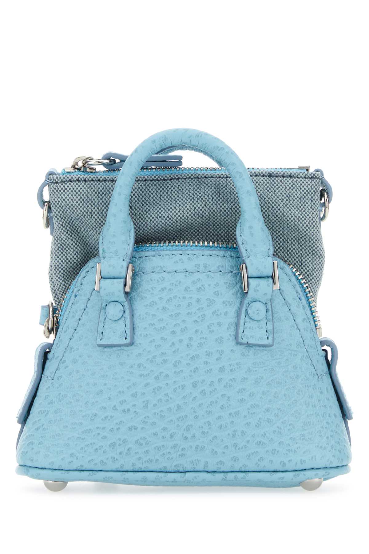 Maison Margiela Women Light Blue Leather And Fabric 5Ac Classique Baby Handbag MAISON MARGIELA