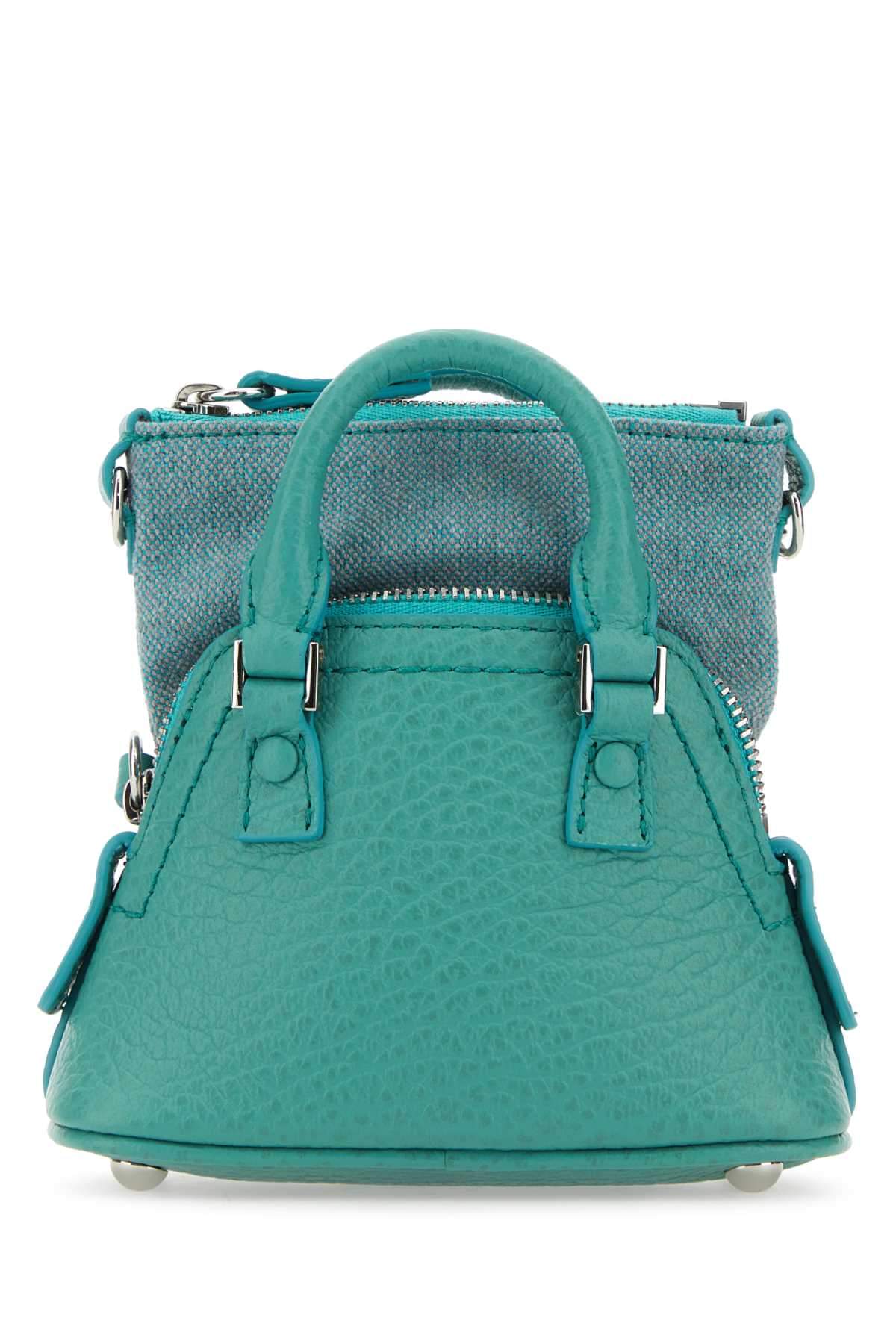 Maison Margiela Women Sea Green Leather And Fabric 5Ac Classique Baby Handbag MAISON MARGIELA