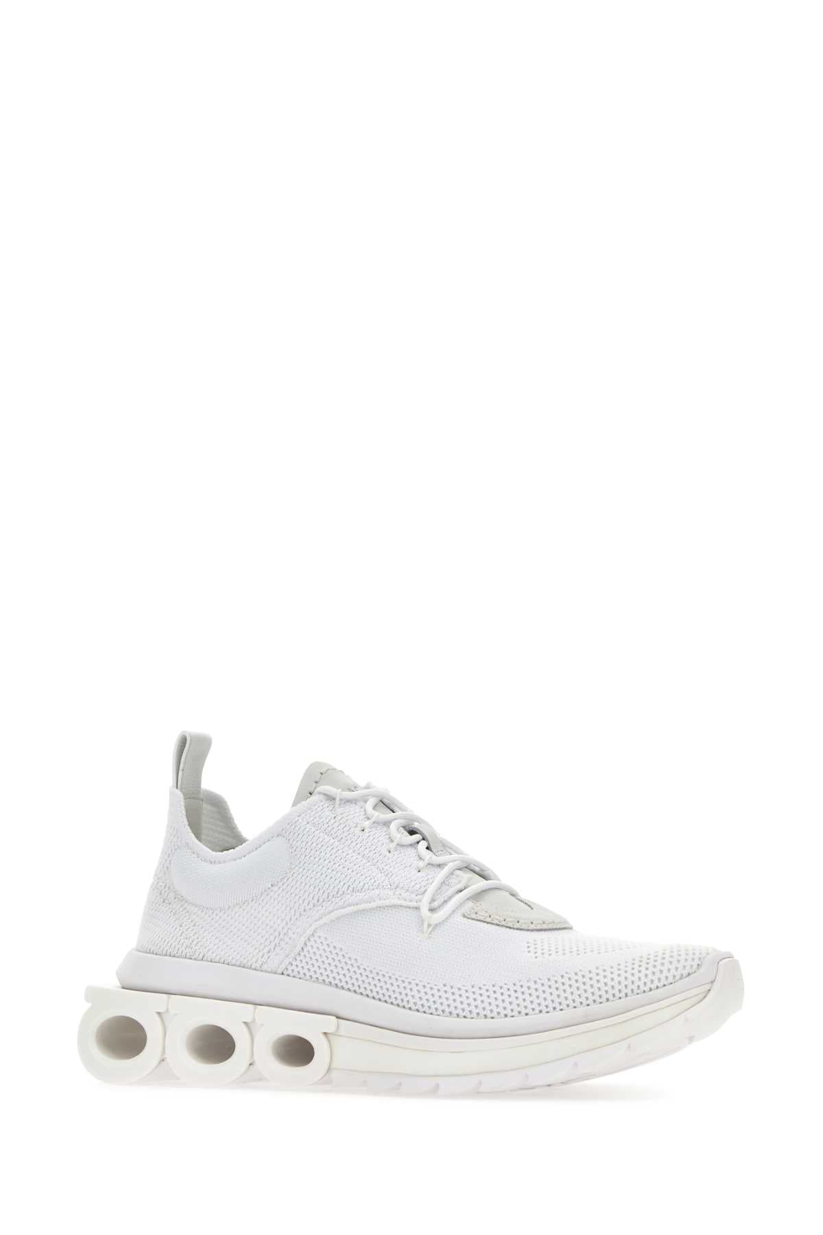 Salvatore Ferragamo Men White Tech Knit Nima Sneakers FERRAGAMO