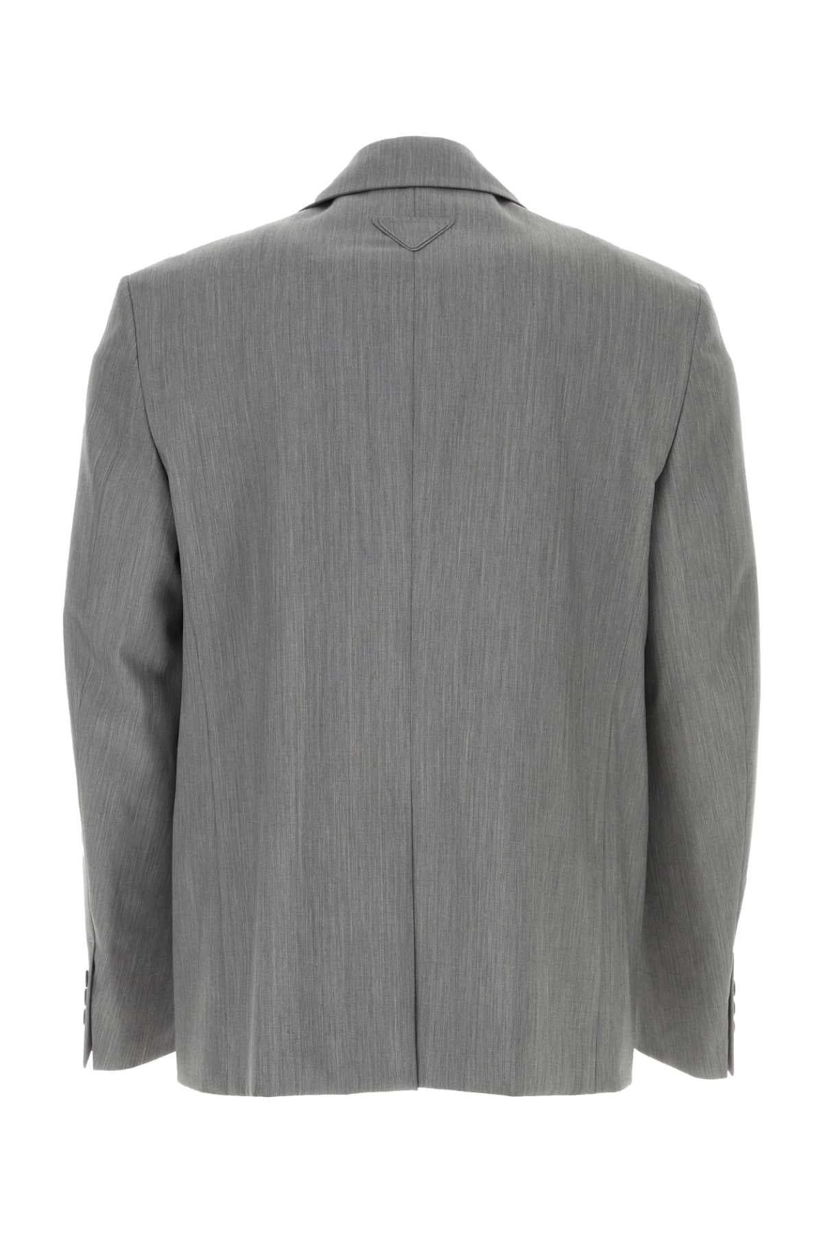 Prada Men Melange Grey Wool Blend Blazer PRADA