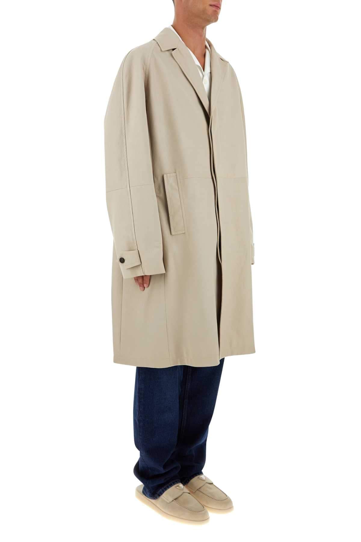 Prada Men Sand Nappa Leather Coat PRADA