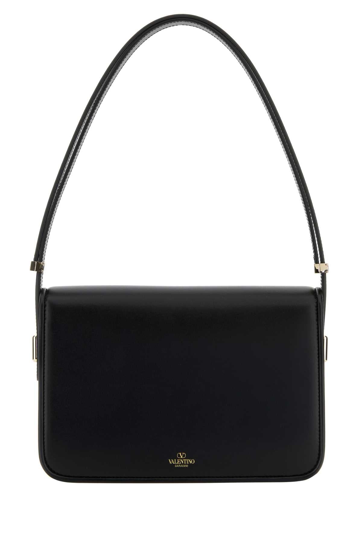 Valentino Garavani Women Black Leather Vlogo Shoulder Bag VALENTINO GARAVANI