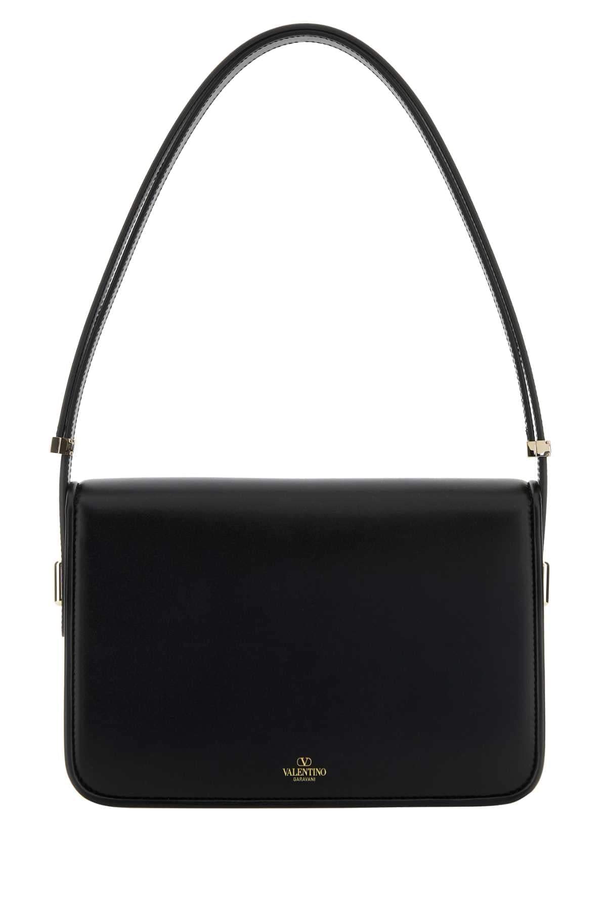 Valentino Garavani Women Black Leather Vlogo Shoulder Bag VALENTINO GARAVANI