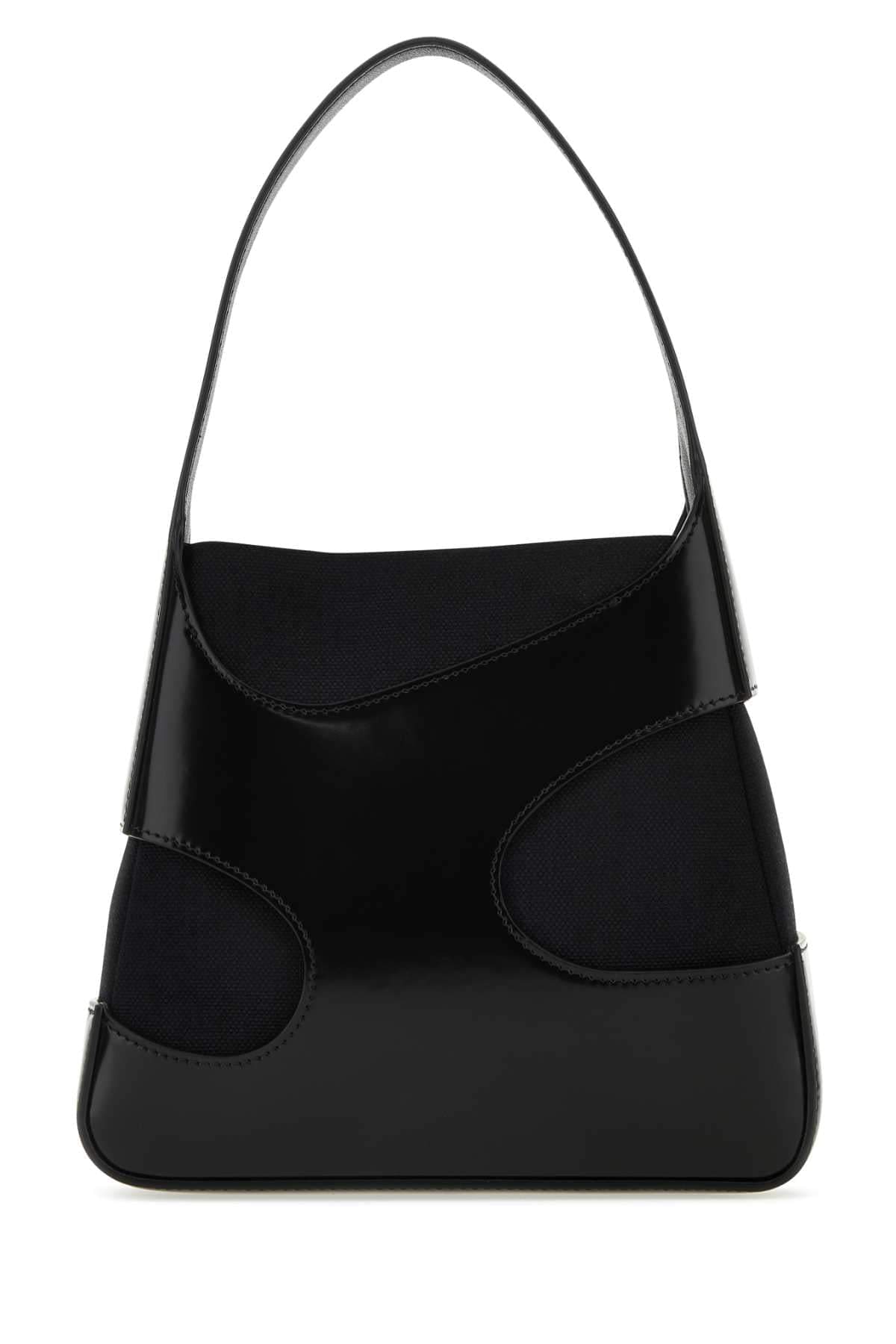 Salvatore Ferragamo Women Black Leather And Canvas Cut Out S Handbag FERRAGAMO