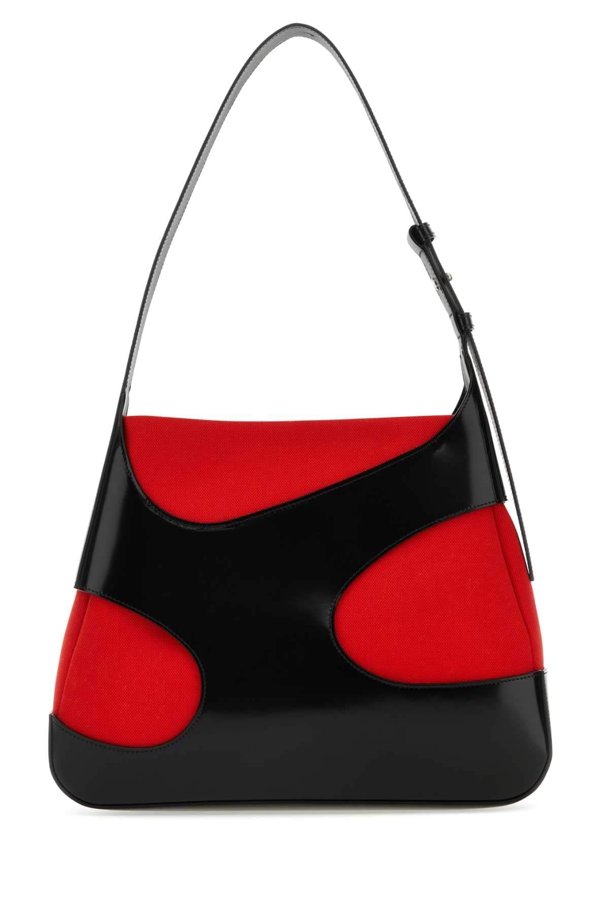 Salvatore Ferragamo Women Two-Tone Leather And Canvas Cut Out L Shoulder Bag FERRAGAMO