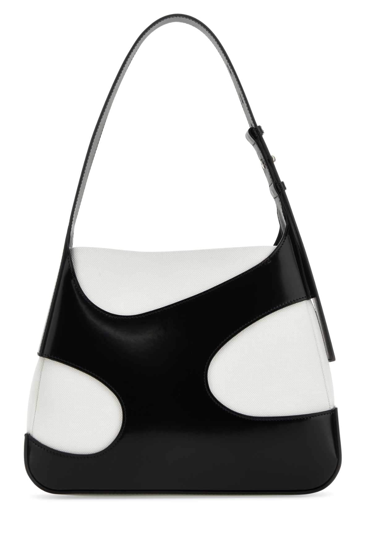 Salvatore Ferragamo Women Two-Tone Leather And Canvas Cut Out L Shoulder Bag FERRAGAMO
