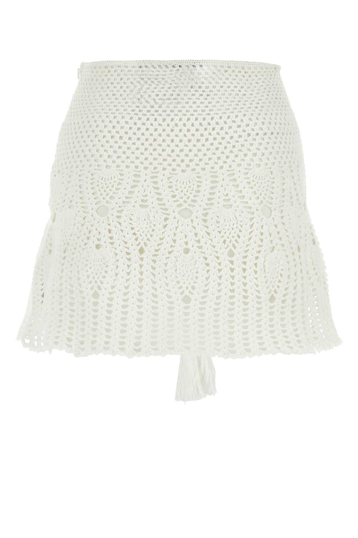 Loewe Paula's Ibiza Women White Crochet Paula S Ibiza Mini Skirt LOEWE