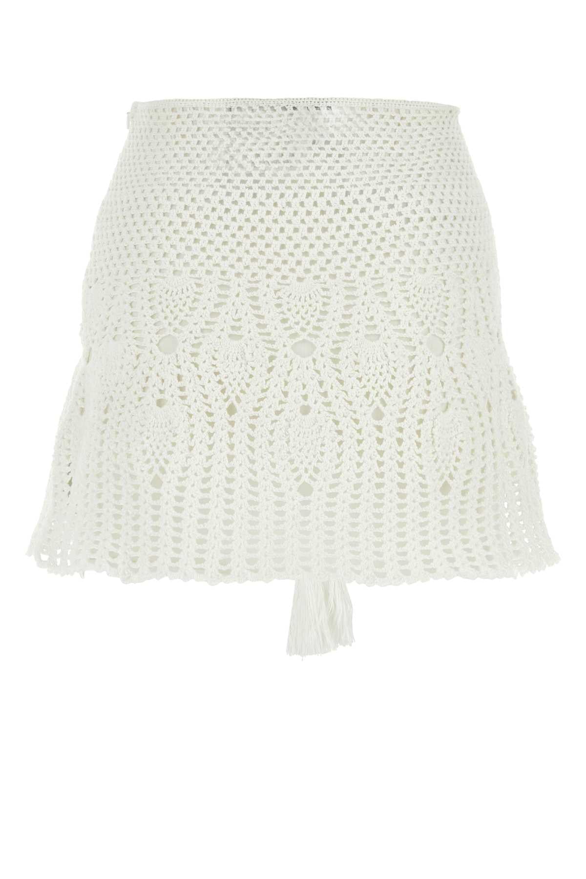 Loewe Paula's Ibiza Women White Crochet Paula S Ibiza Mini Skirt LOEWE