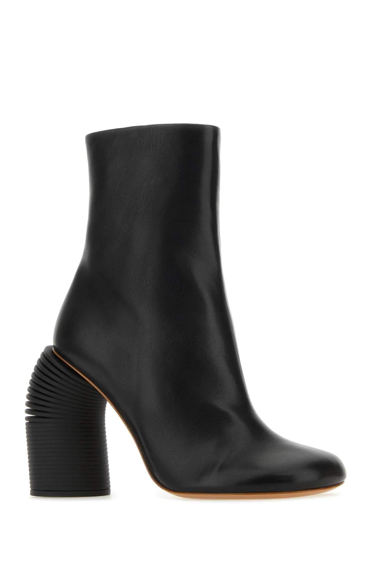 Off White Women Black Leather Spring Ankle Boots OFF-WHITE