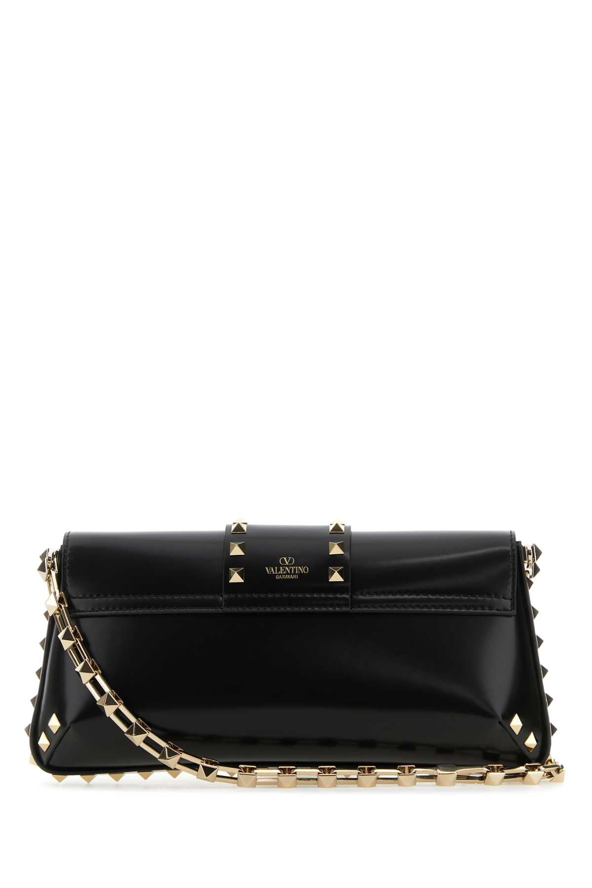 Valentino Garavani Women Black Leather Rockstud Shoulder Bag VALENTINO GARAVANI