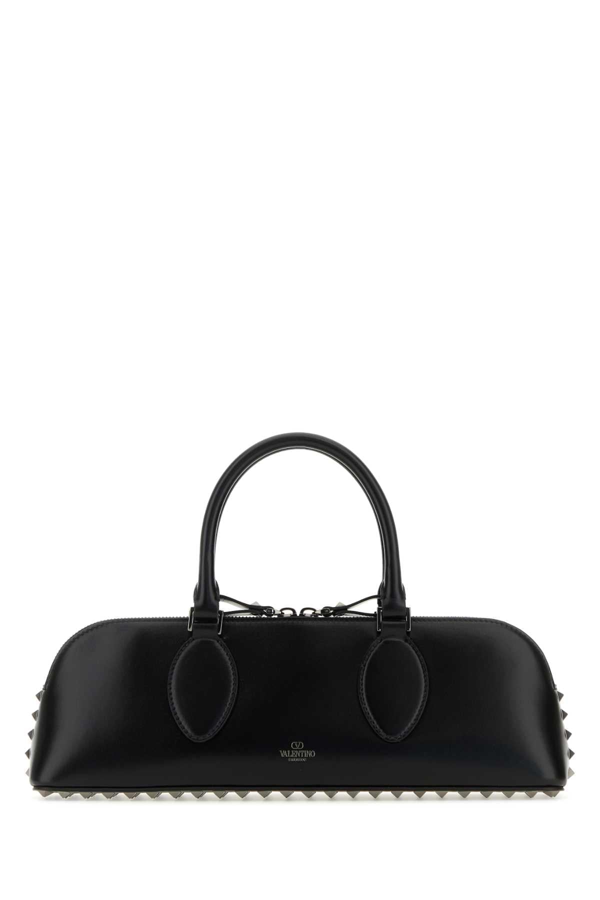 Valentino Garavani Women Black Leather Rockstud East-West Handbag VALENTINO GARAVANI
