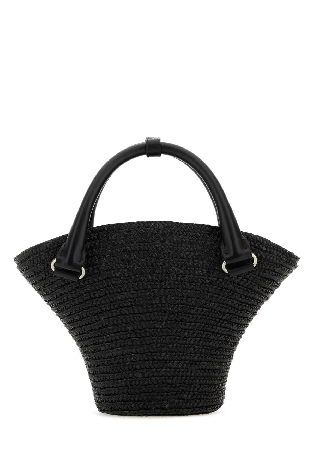 Balenciaga Women Black Straw Mini Beach Handbag BALENCIAGA