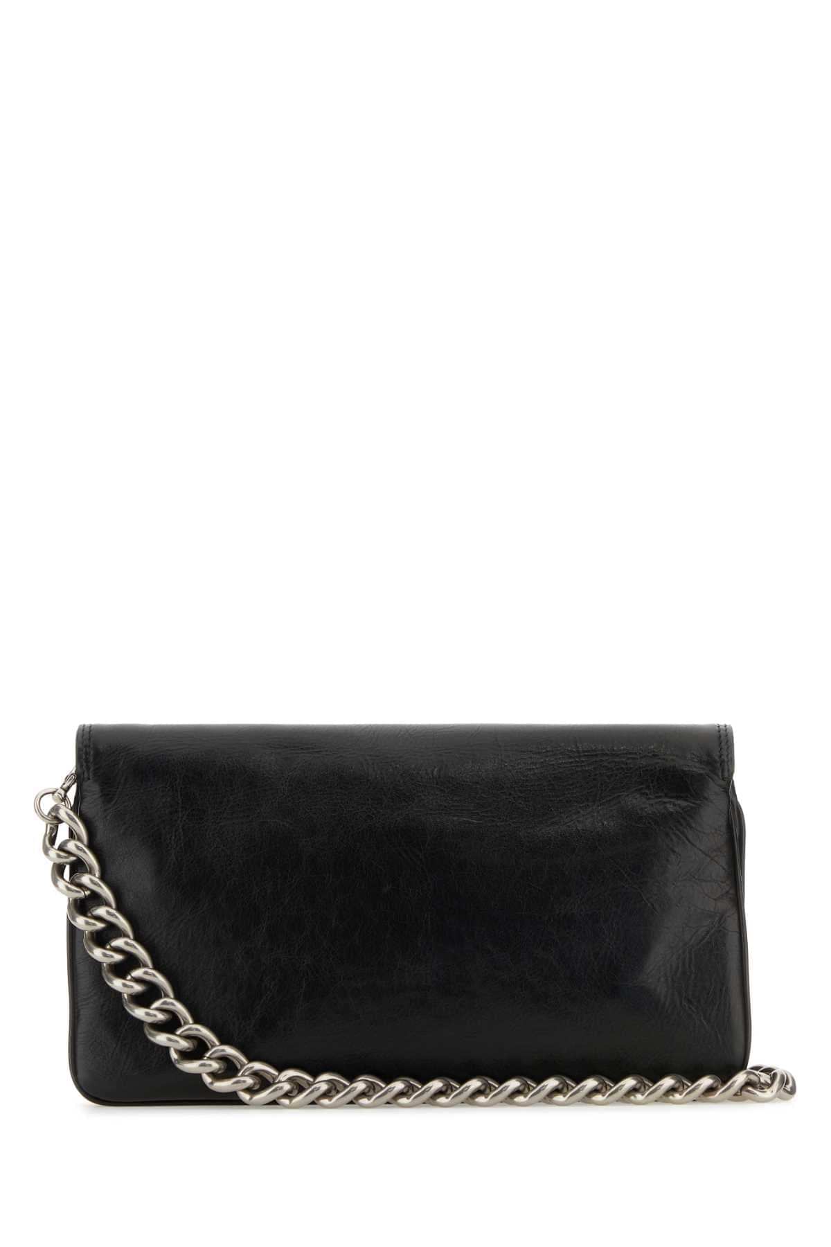 Balenciaga Women Black Leather Medium Bb Soft Flap Clutch BALENCIAGA