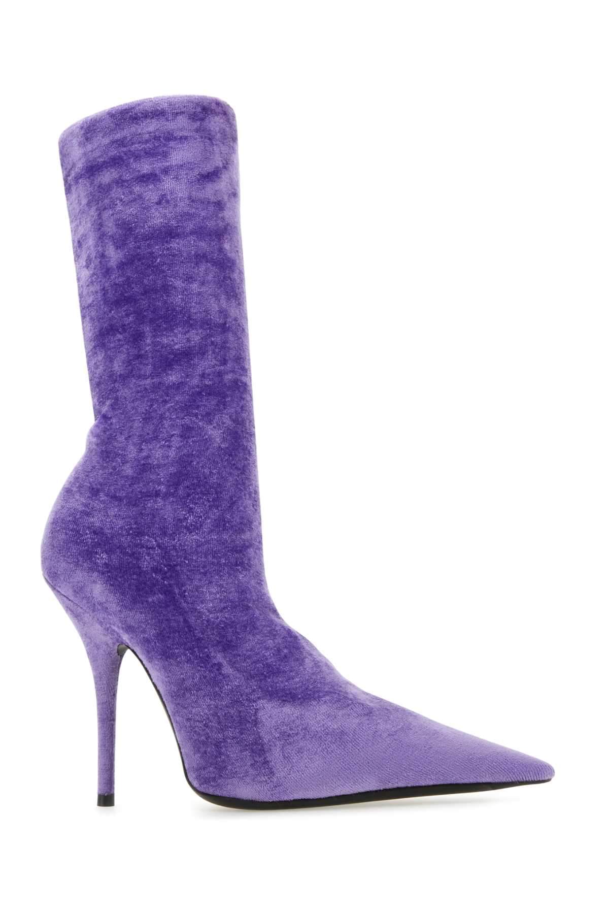 Balenciaga Women Lilac Velvet Knife Ankle Boots BALENCIAGA