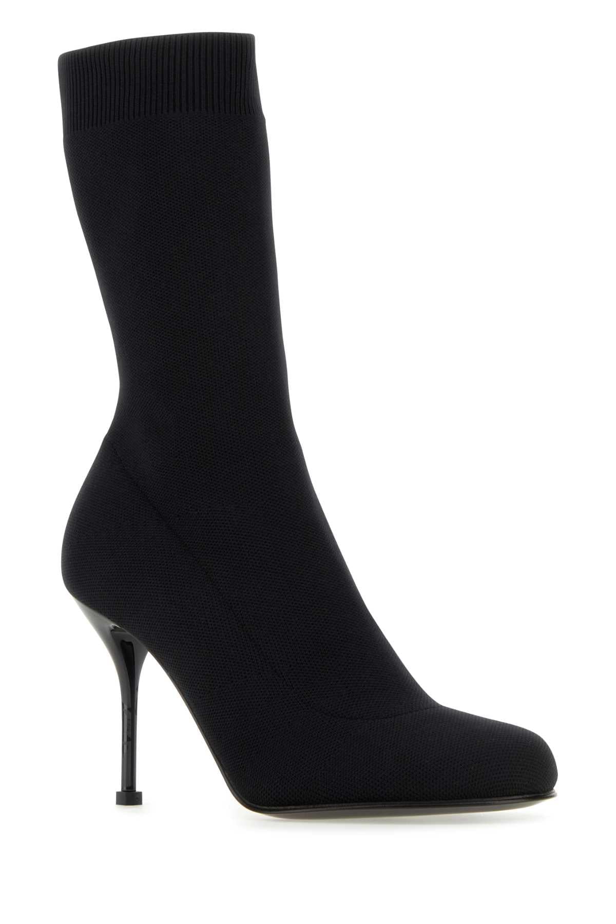 Alexander Mcqueen Women Black Stretch Nylon Ankle Boots ALEXANDER MCQUEEN