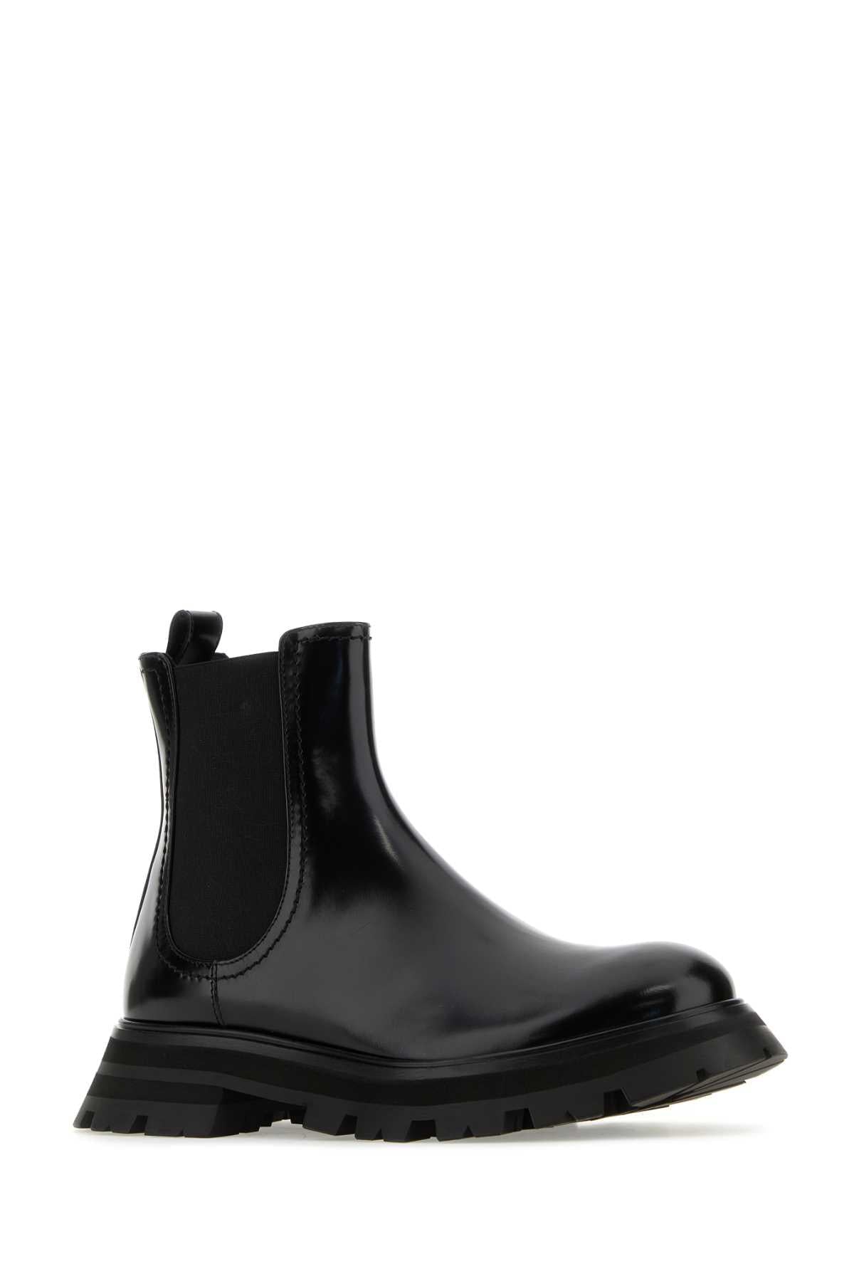 Alexander Mcqueen Women Black Leather Ankle Boots ALEXANDER MCQUEEN