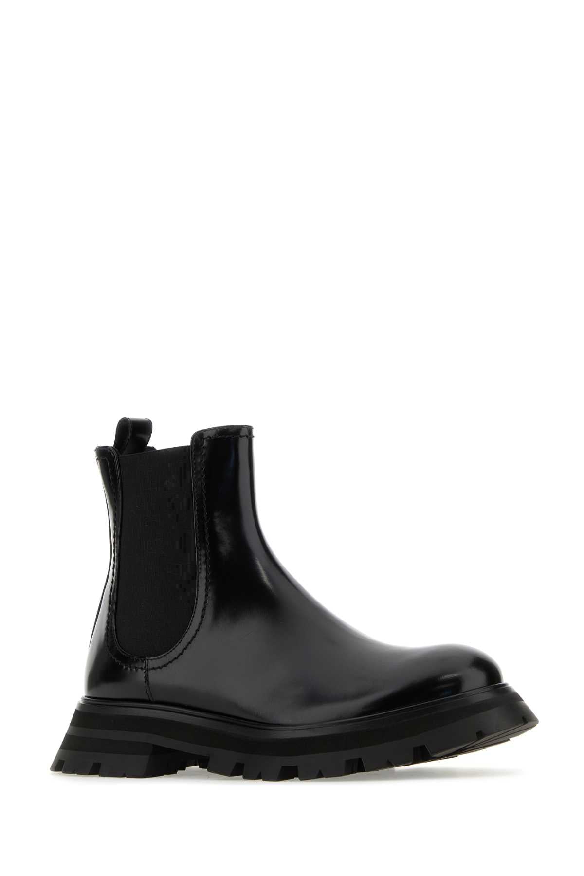 Alexander Mcqueen Women Black Leather Ankle Boots ALEXANDER MCQUEEN