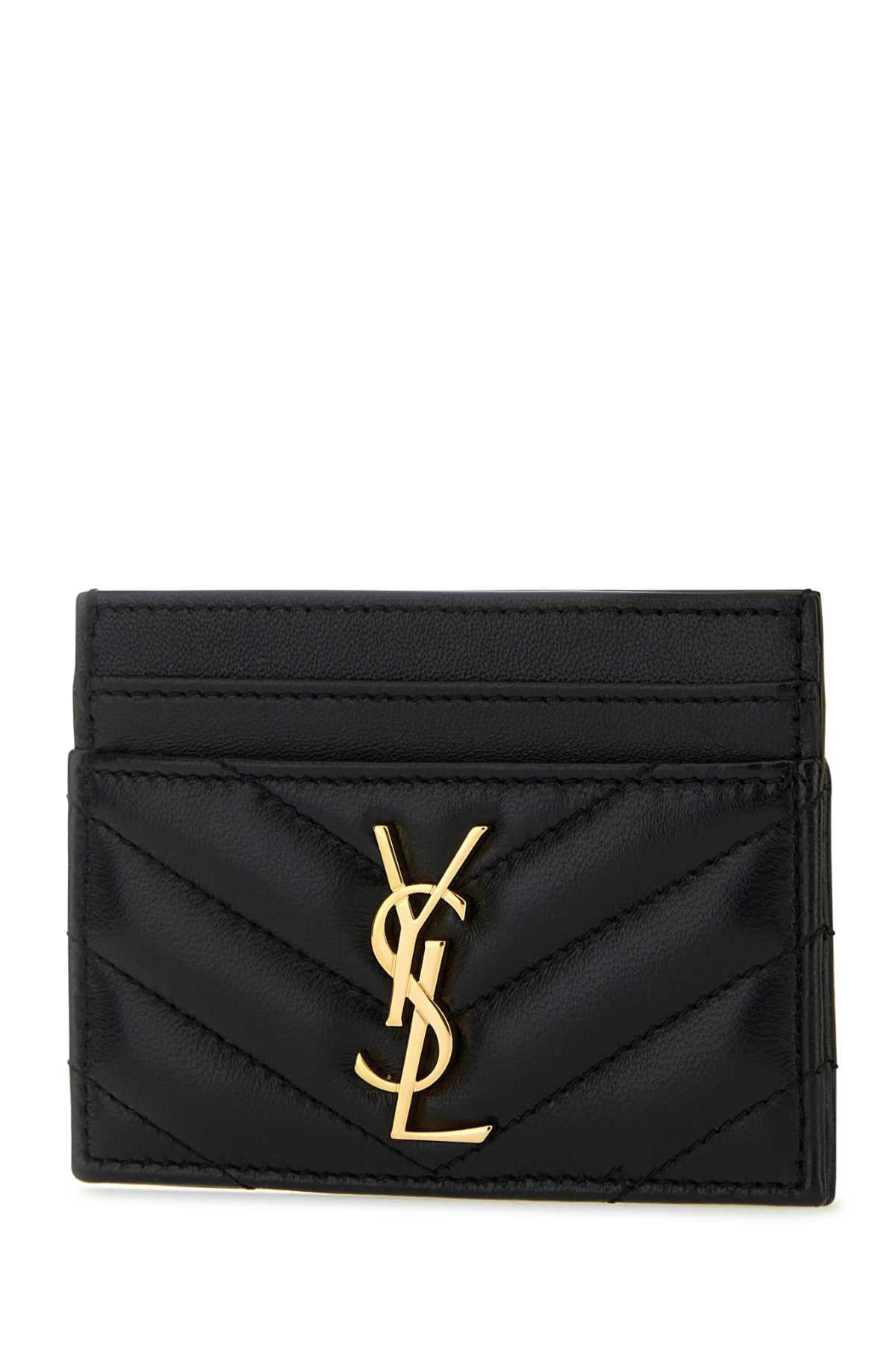 Saint Laurent Women Black Nappa Leather Cassandre Card Holder SAINT LAURENT