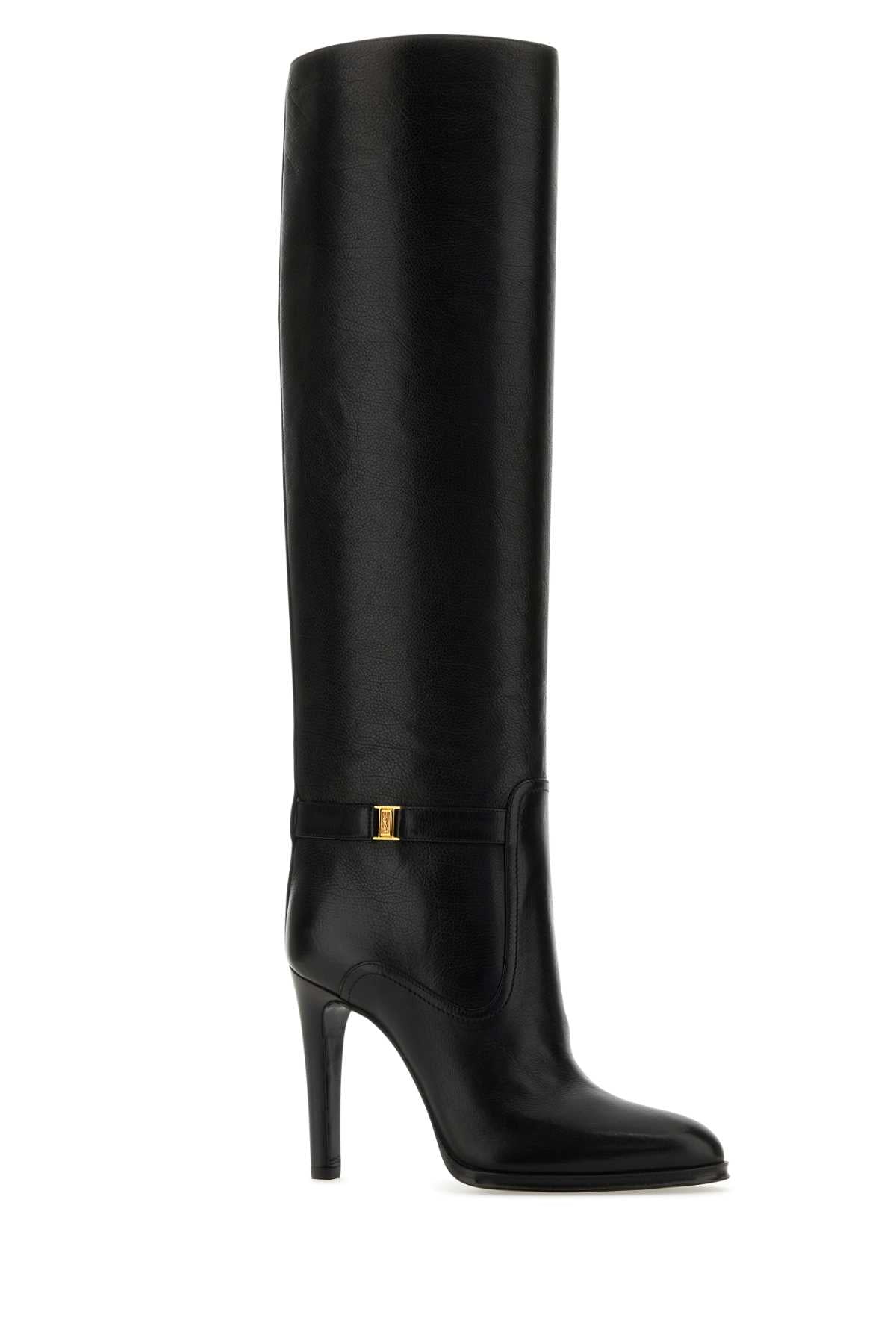 Saint Laurent Women Black Leather Diane Boots