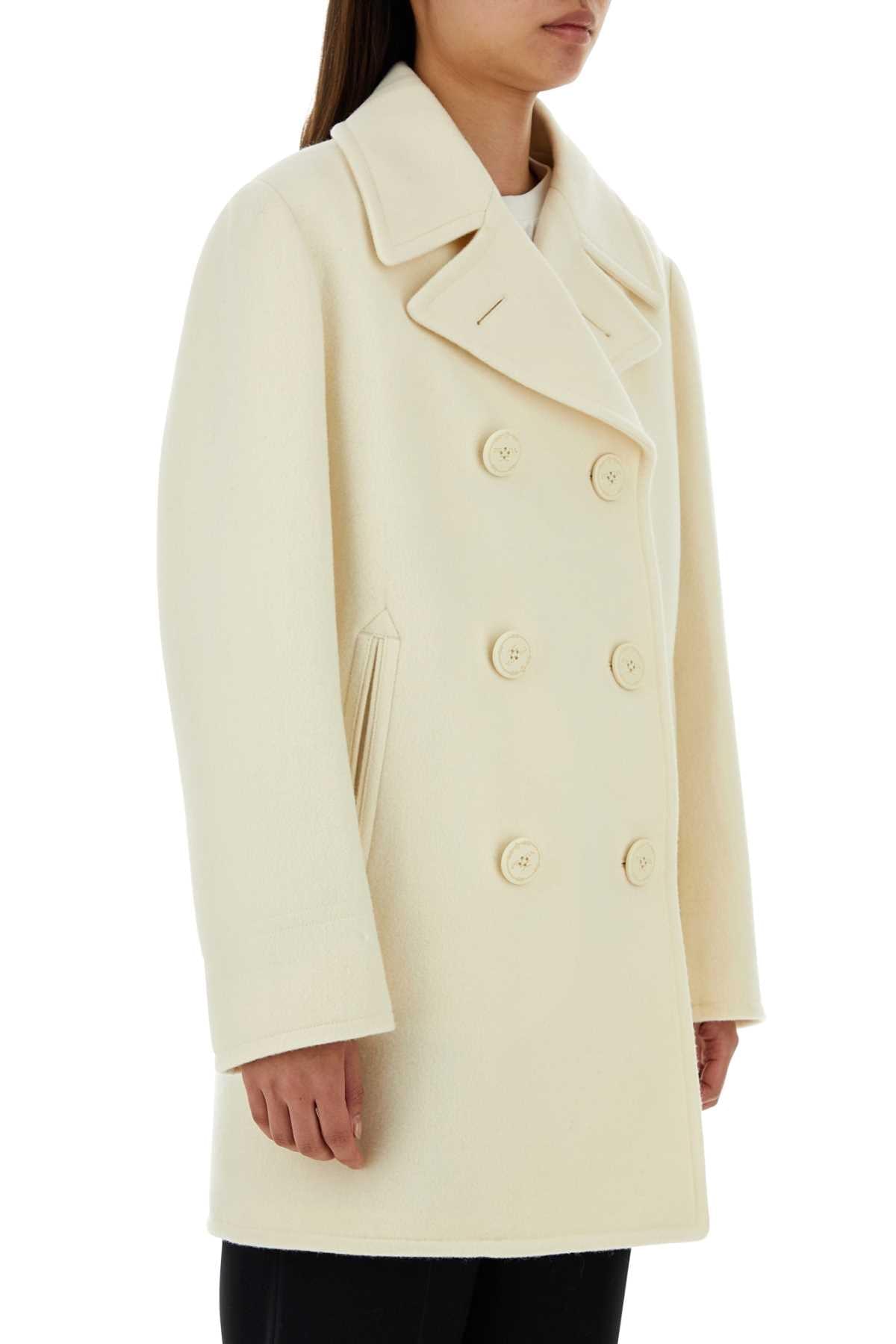 Prada Women Ivory Wool Blend Coat PRADA