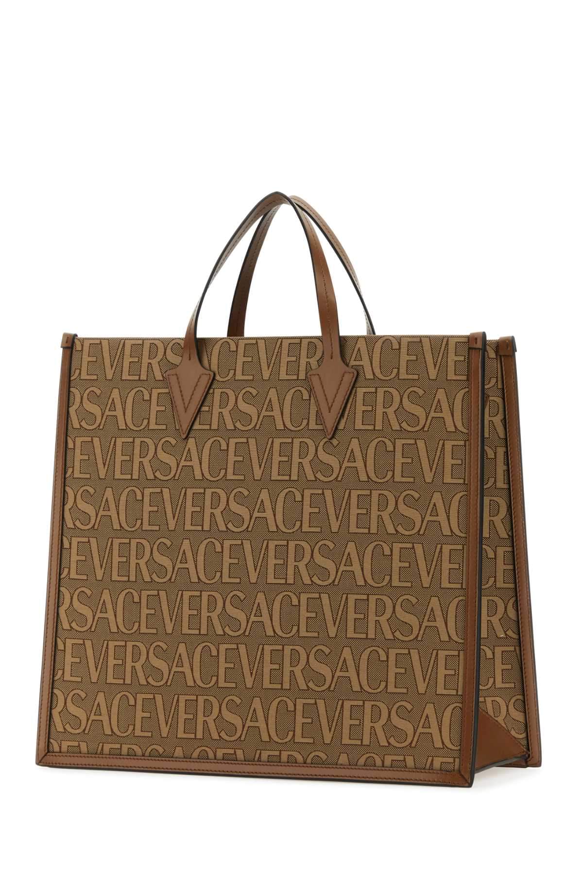 Versace Men Embroidered Canvas Versace Allover Shopping Bag VERSACE
