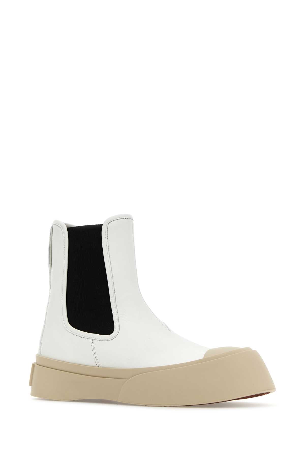 Marni Women White Nappa Leather Pablo Ankle Boots MARNI