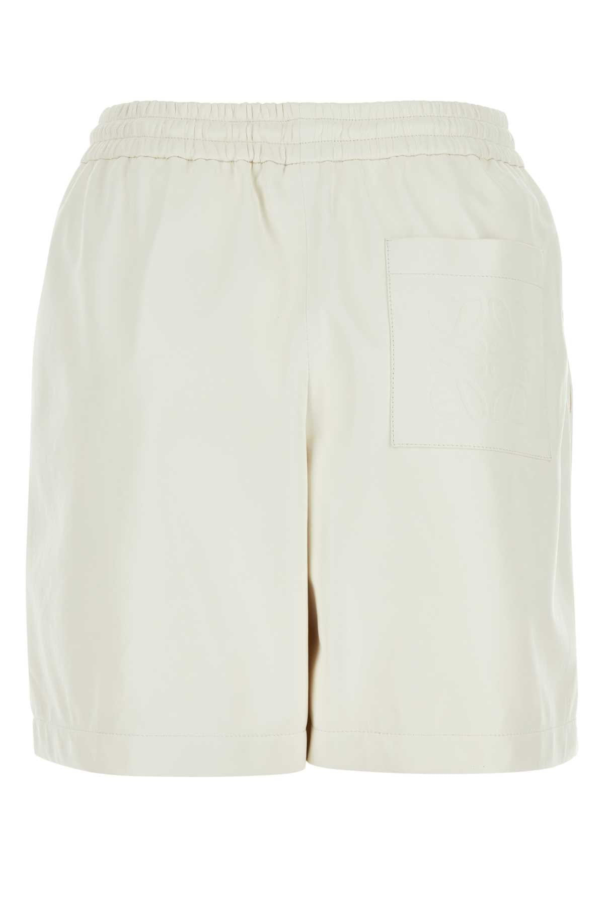 Loewe Women White Leather Shorts LOEWE