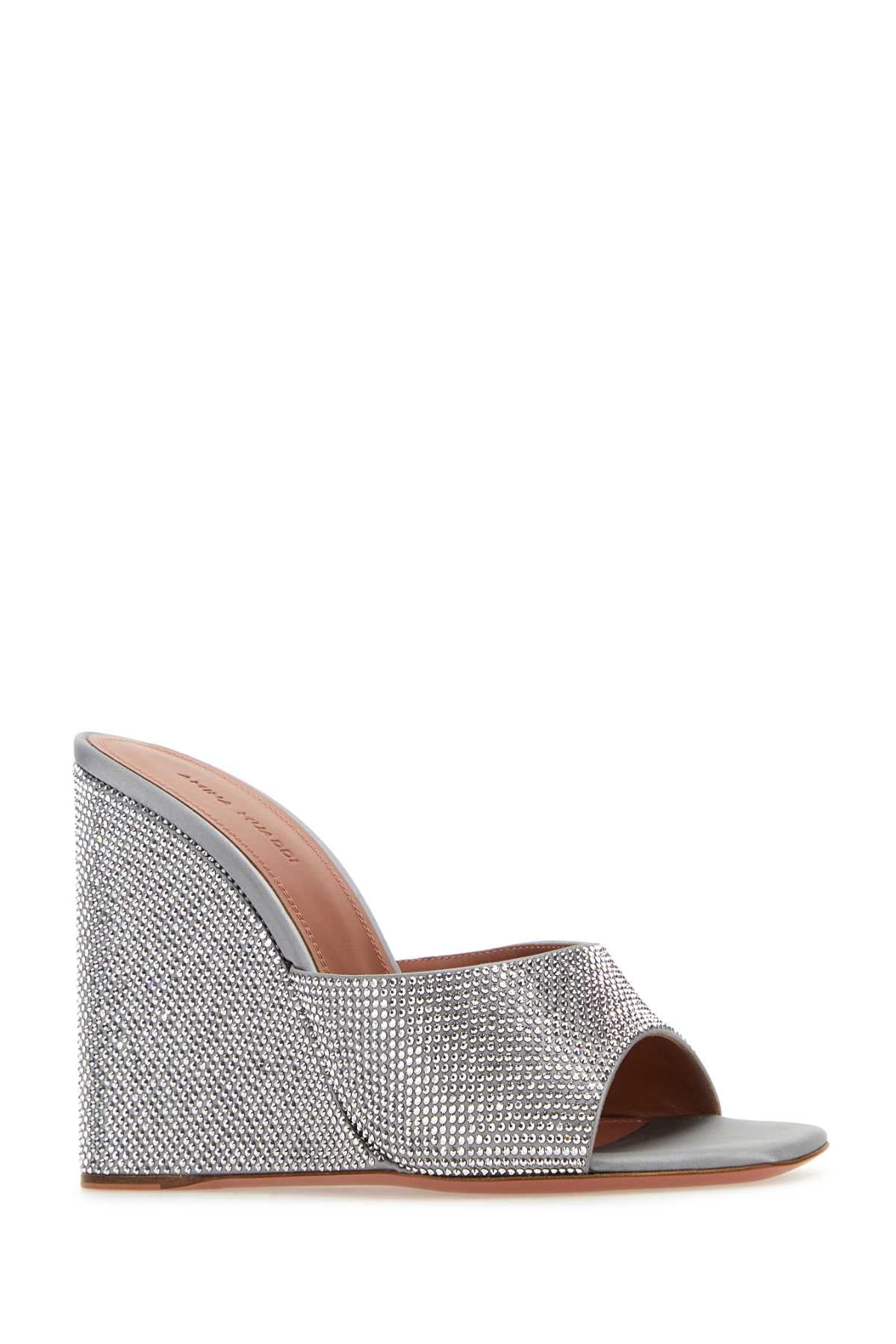 Amina Muaddi Women Embellished Satin Lupita Mules AMINA MUADDI