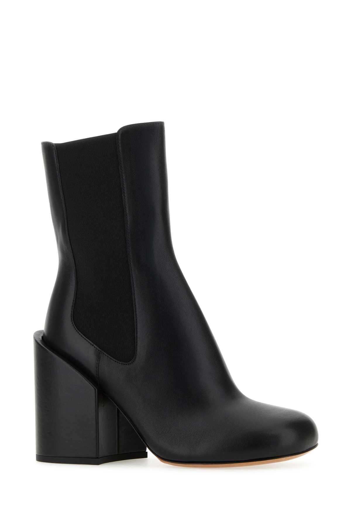Sportmax Women Black Leather Etra Ankle Boots SPORTMAX