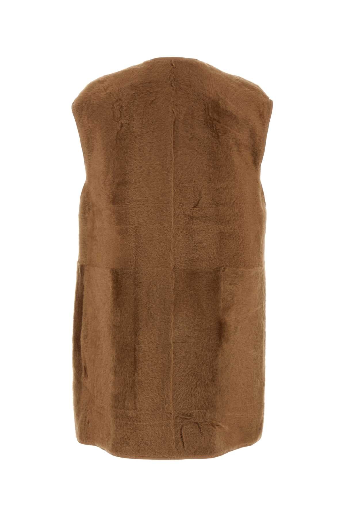 Max Mara Women Biscuit Shearling Effige Sleeveless Coat MAX MARA
