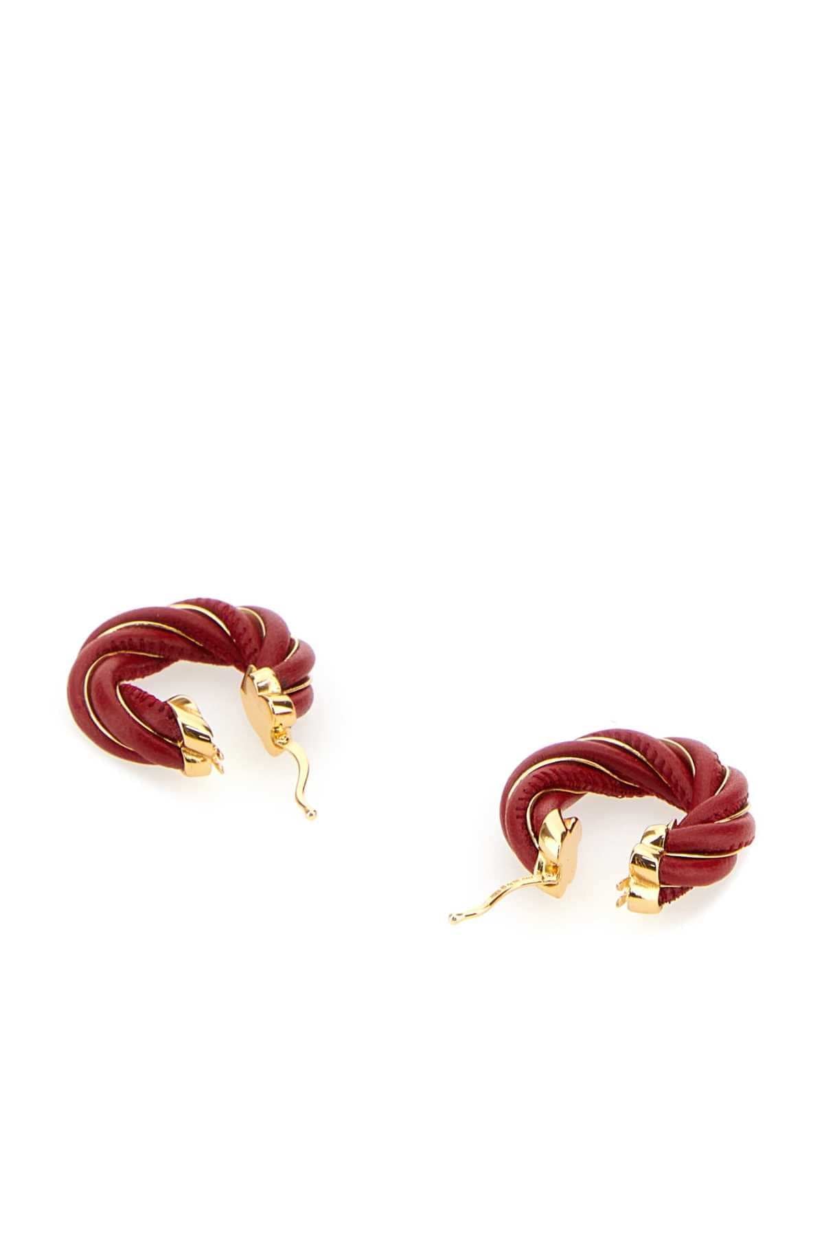 Bottega Veneta Women Tiziano Red Nappa Leather And 925 Silver Twist Earrings BOTTEGA VENETA