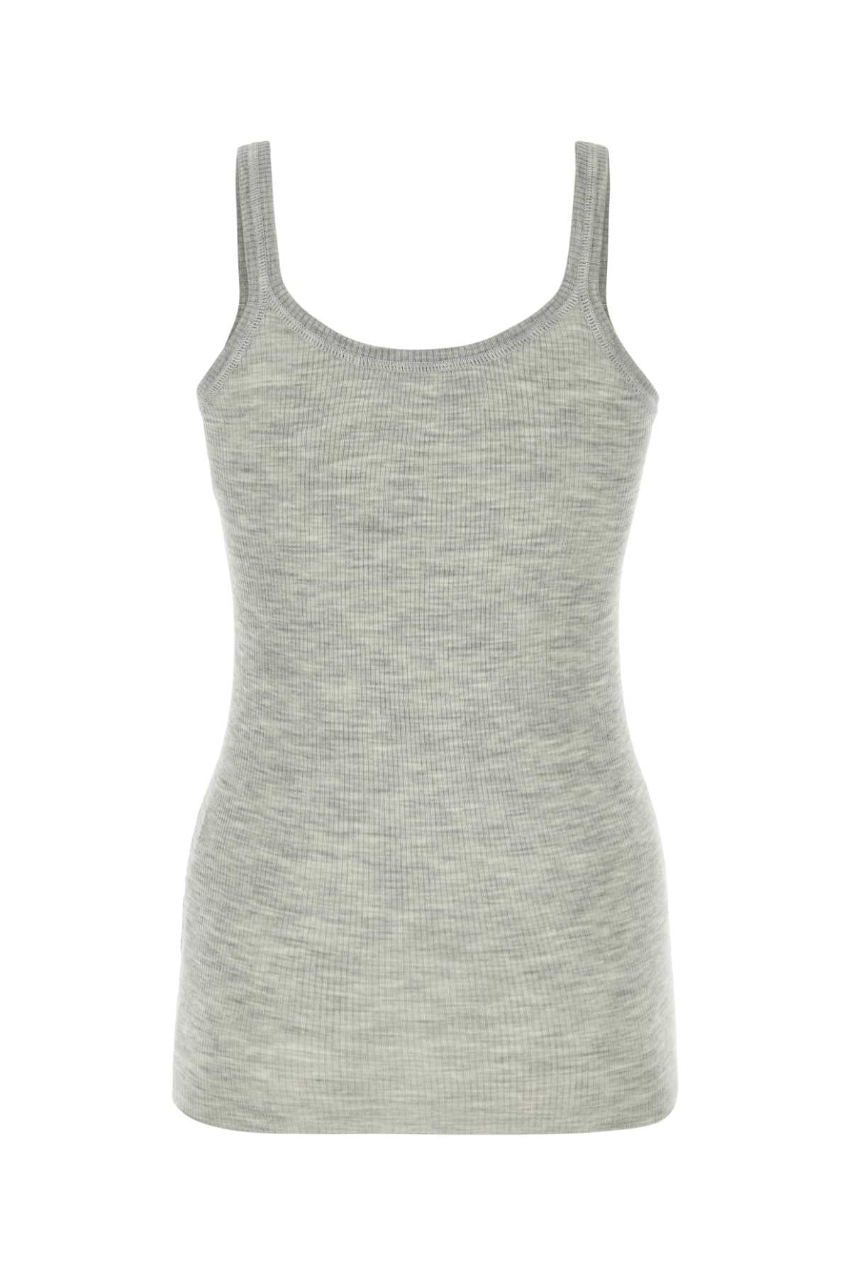 Bottega Veneta Women Melange Grey Wool Tank Top BOTTEGA VENETA