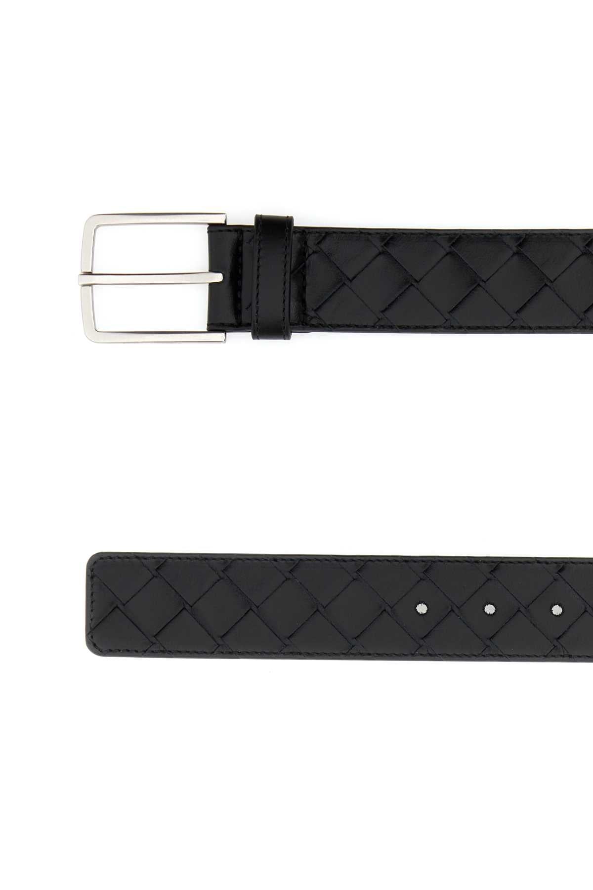 Bottega Veneta Men Black Leather Belt BOTTEGA VENETA