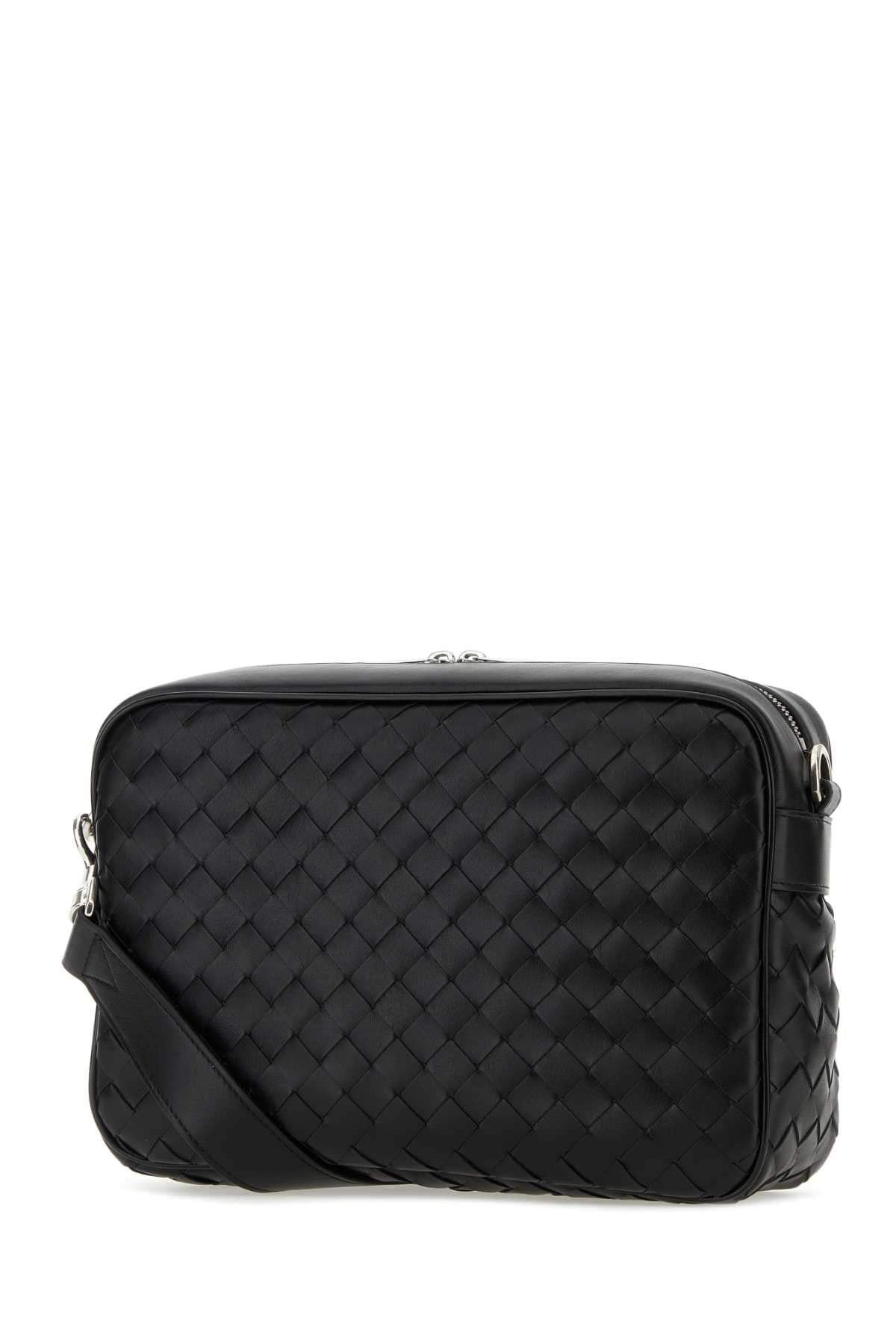 Bottega Veneta Men Black Leather Medium Camera Crossbody Bag BOTTEGA VENETA