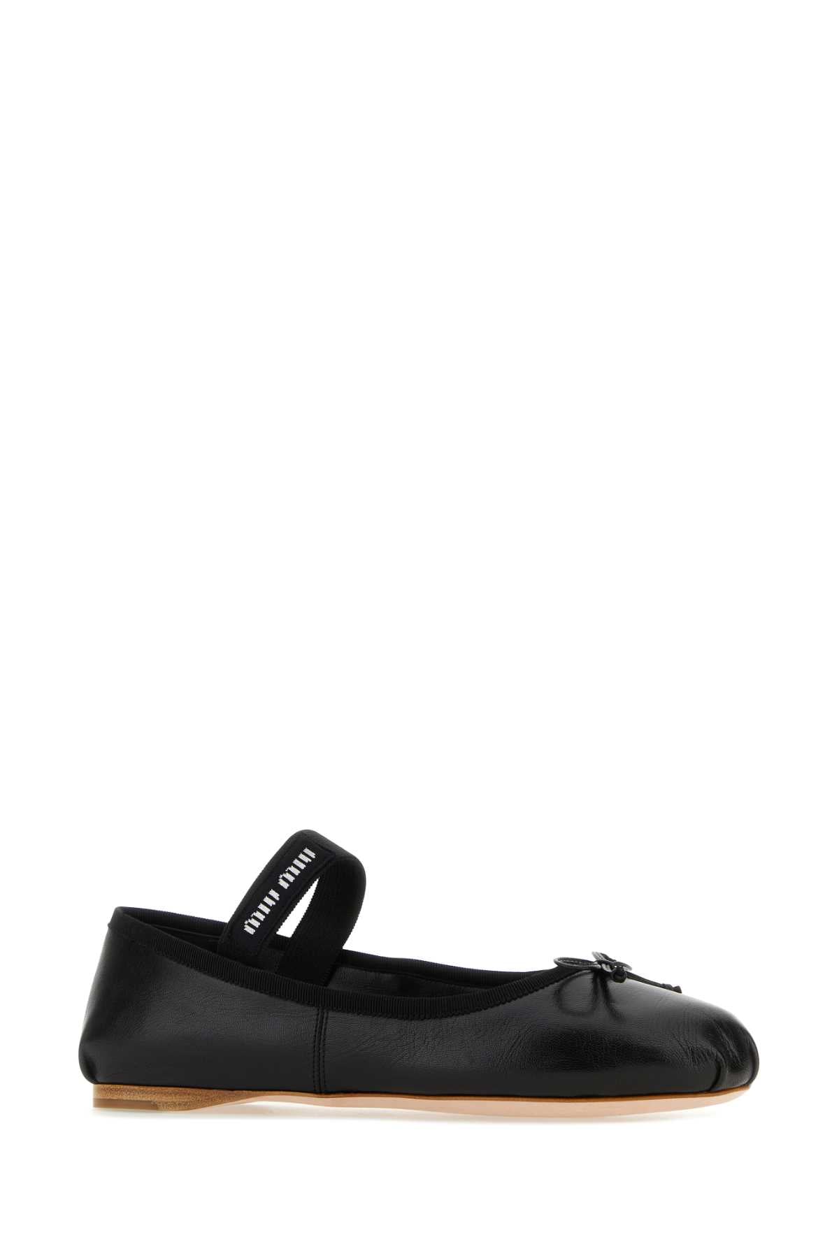 Miu Miu Women Black Leather Ballerinas MIU MIU