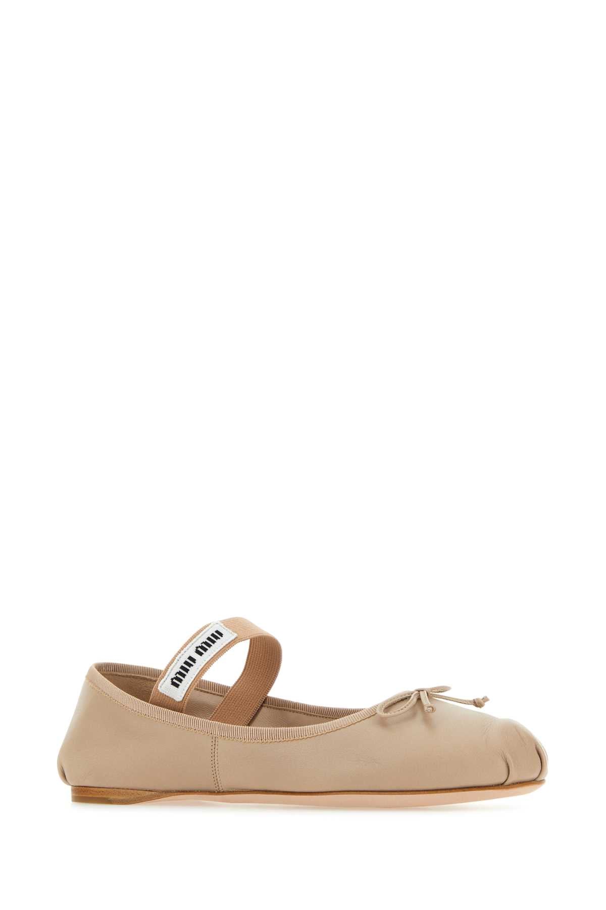 Miu Miu Women Powder Pink Leather Ballerinas MIU MIU