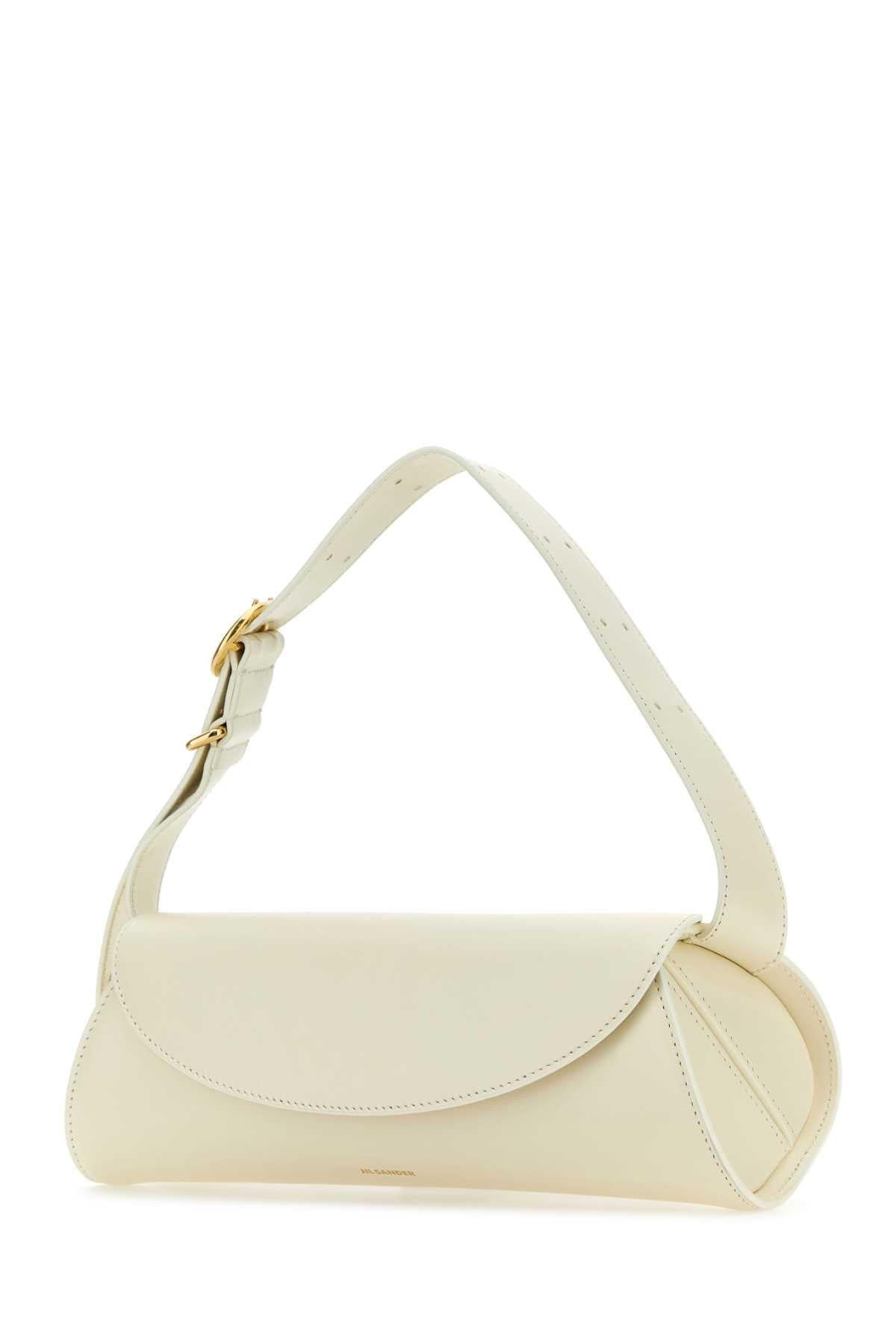 Jil Sander Women Ivory Leather Small Cannolo Shoulder Bag JIL SANDER