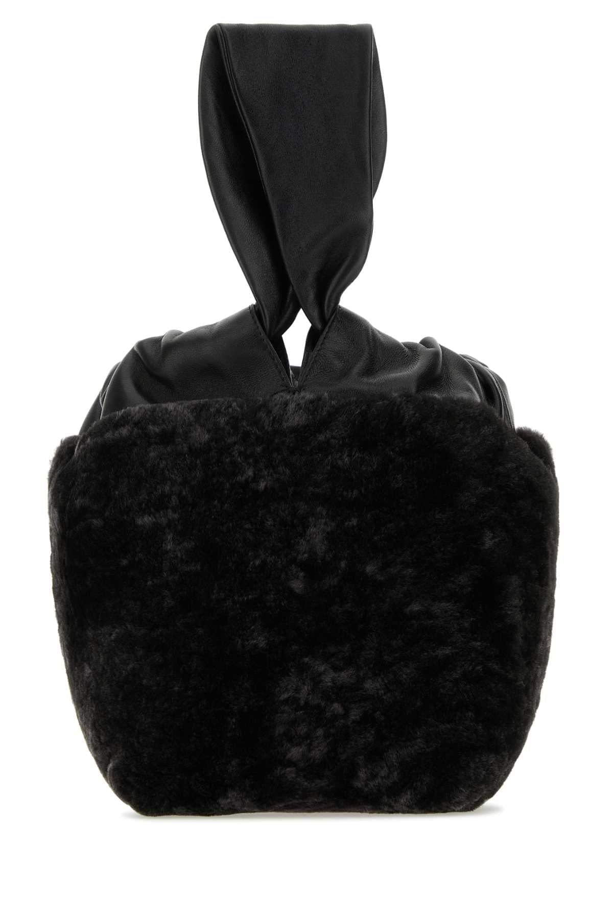 Jil Sander Women Black Shearling Clutch JIL SANDER