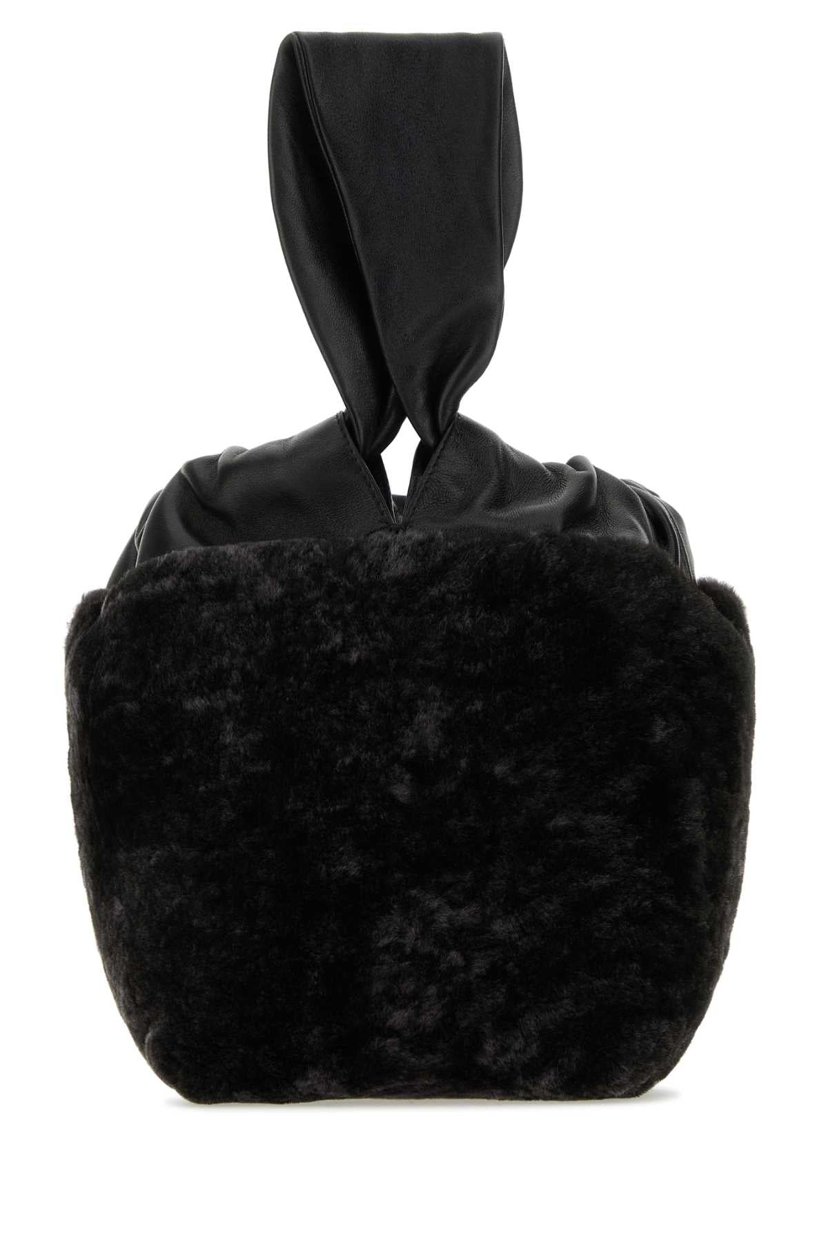 Jil Sander Women Black Shearling Clutch JIL SANDER