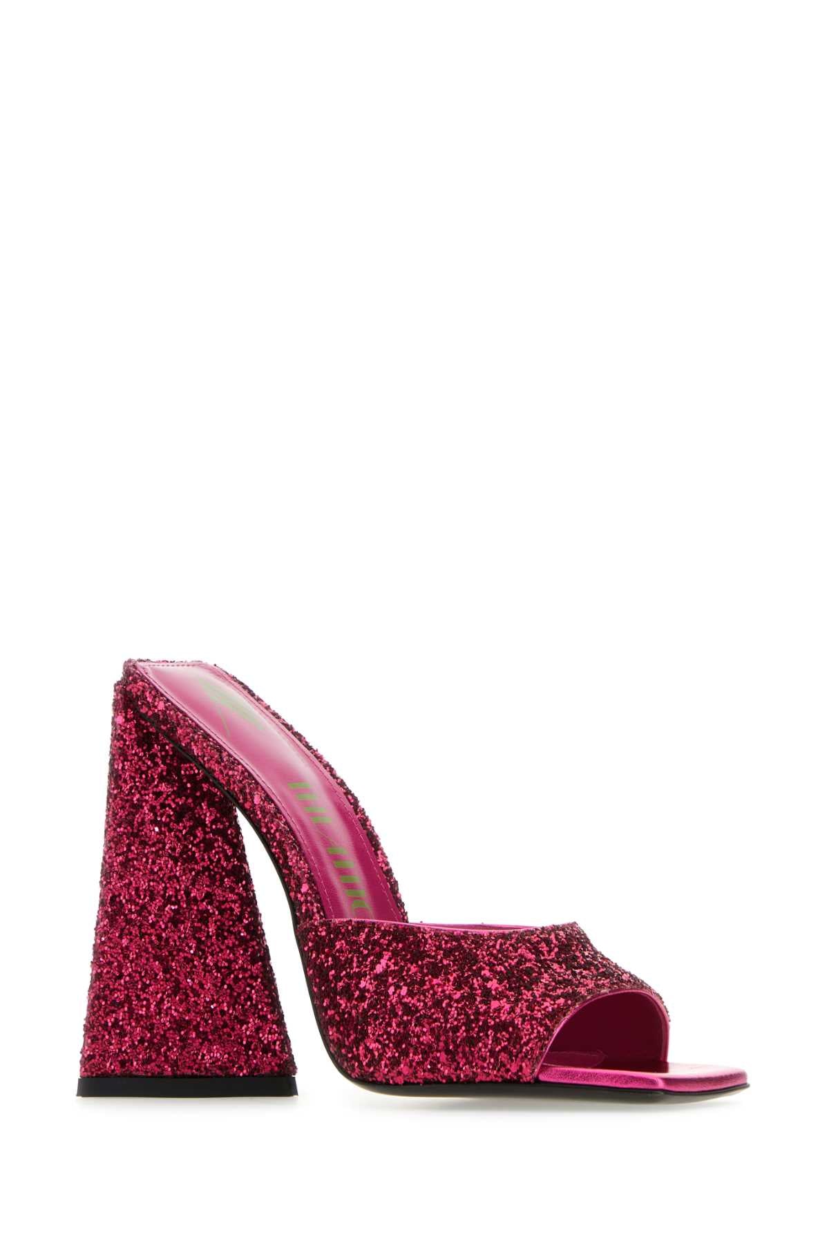 The Attico Women Fuchsia Glitters Devon Mules THE ATTICO