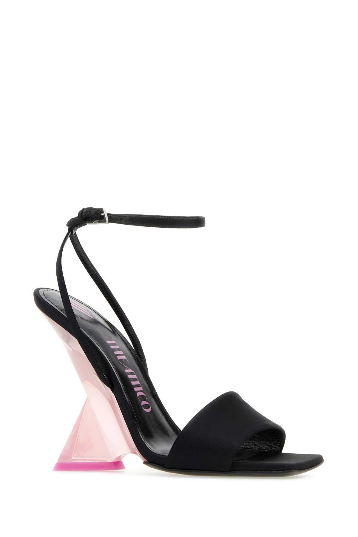 The Attico Women Black Satin Cheope Sandals THE ATTICO