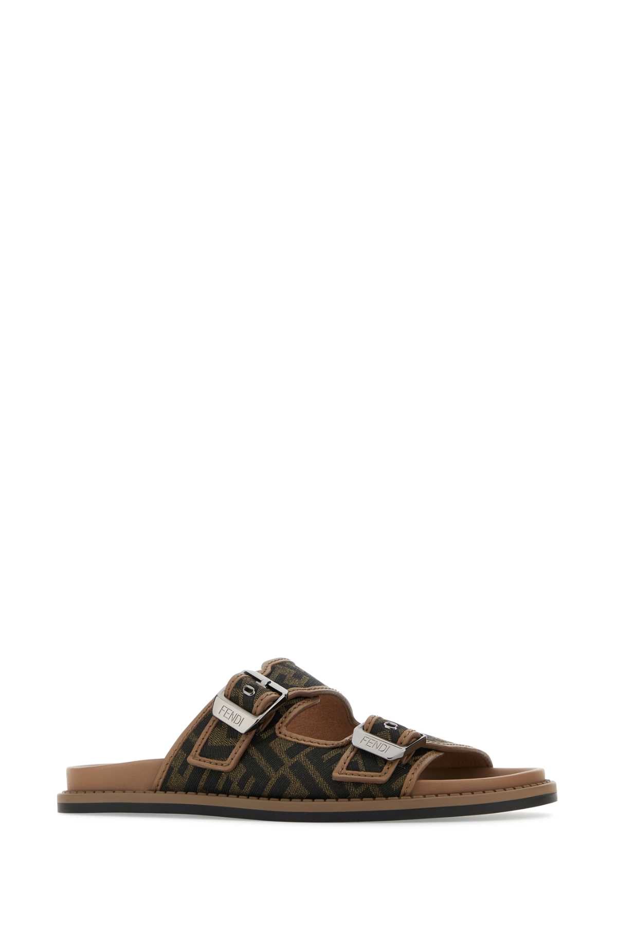 Fendi Men Embroidered Canvas Fendi Feel Slippers