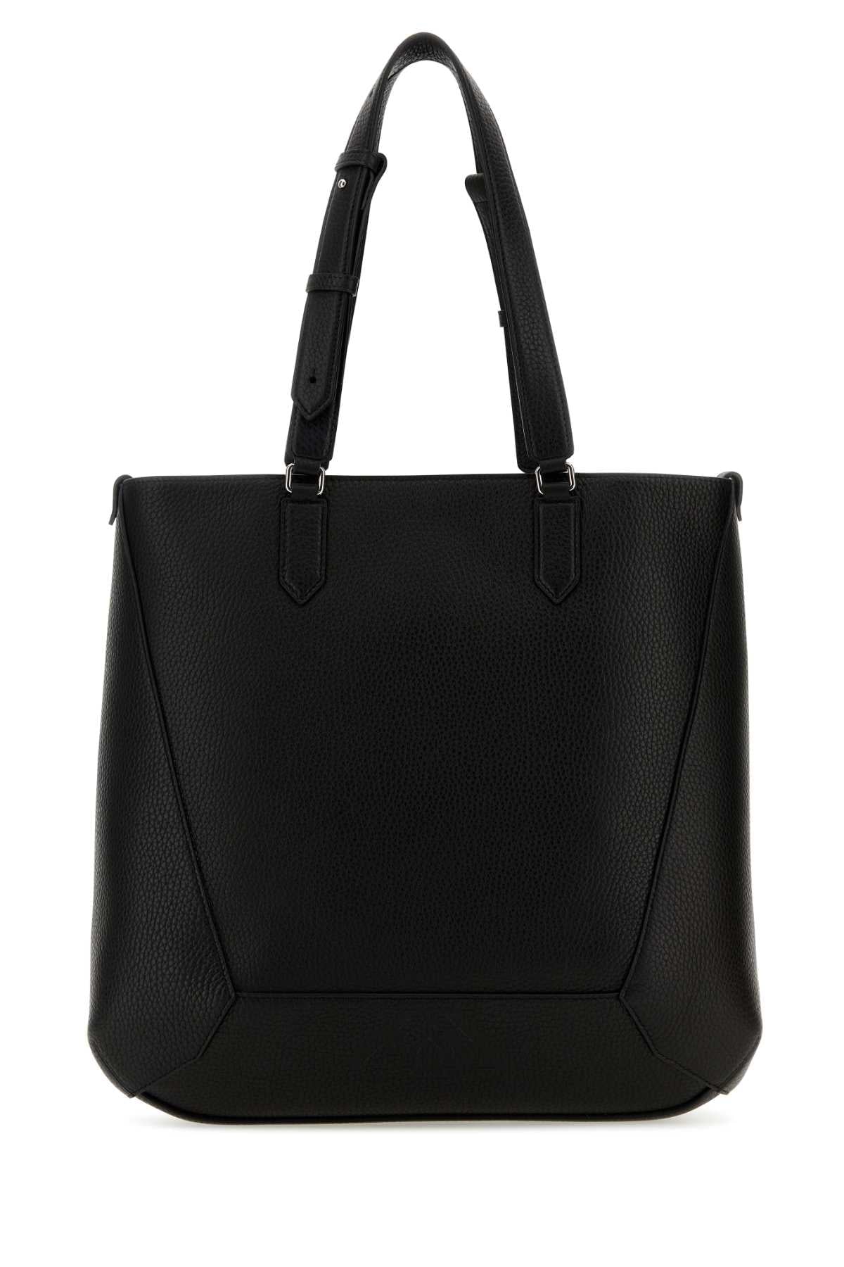 Alexander Mcqueen Men Black Leather Medium Edge Shopping Bag ALEXANDER MCQUEEN