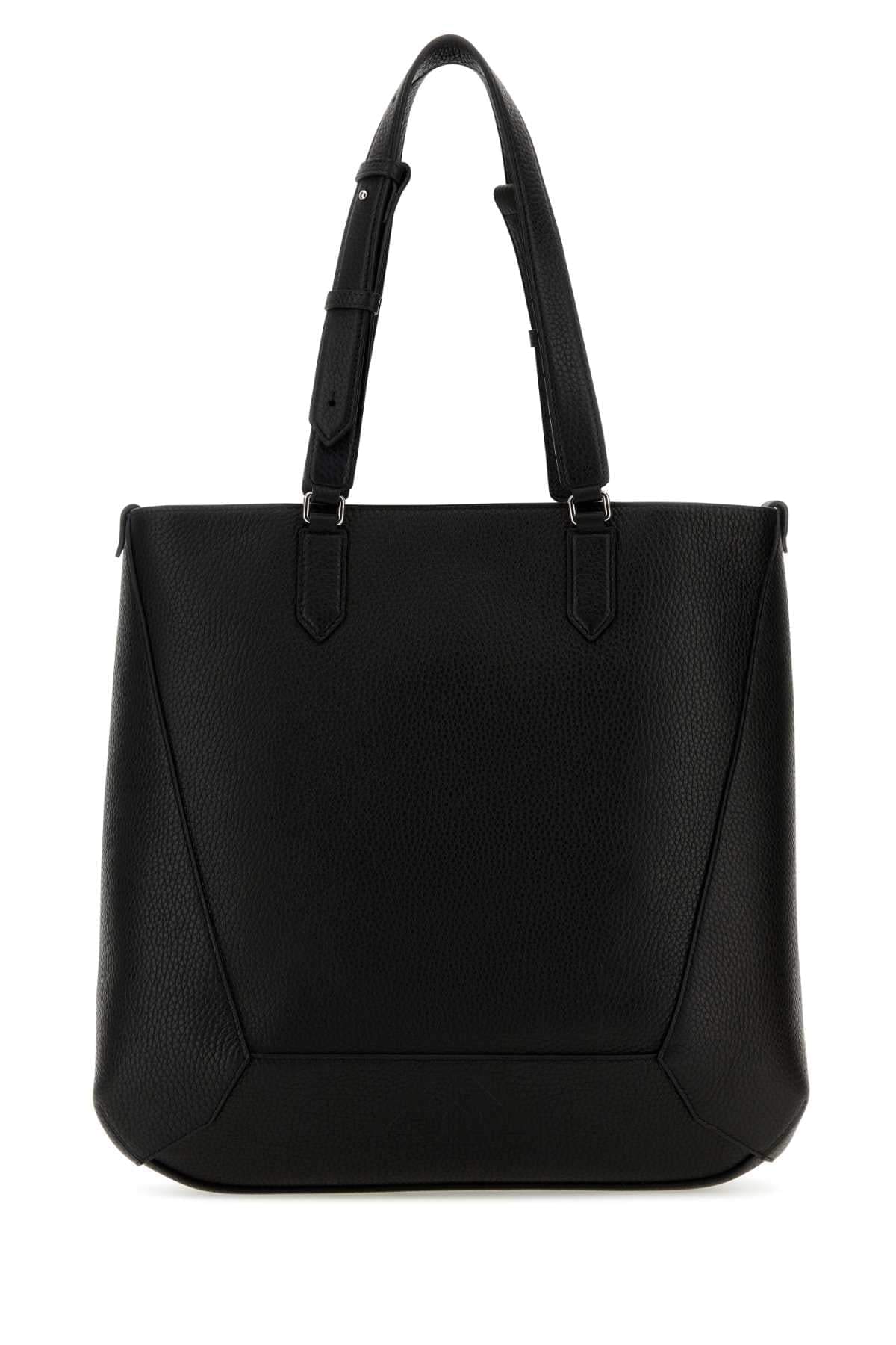 Alexander Mcqueen Men Black Leather Medium Edge Shopping Bag ALEXANDER MCQUEEN