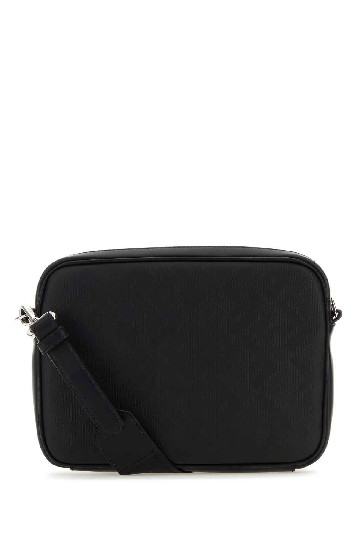 Fendi Men Black Leather Camera Case Duo Fendi Crossbody Bag FENDI