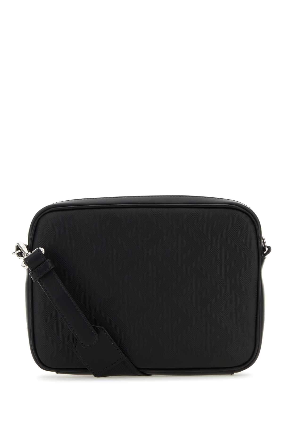 Fendi Men Black Leather Camera Case Duo Fendi Crossbody Bag FENDI