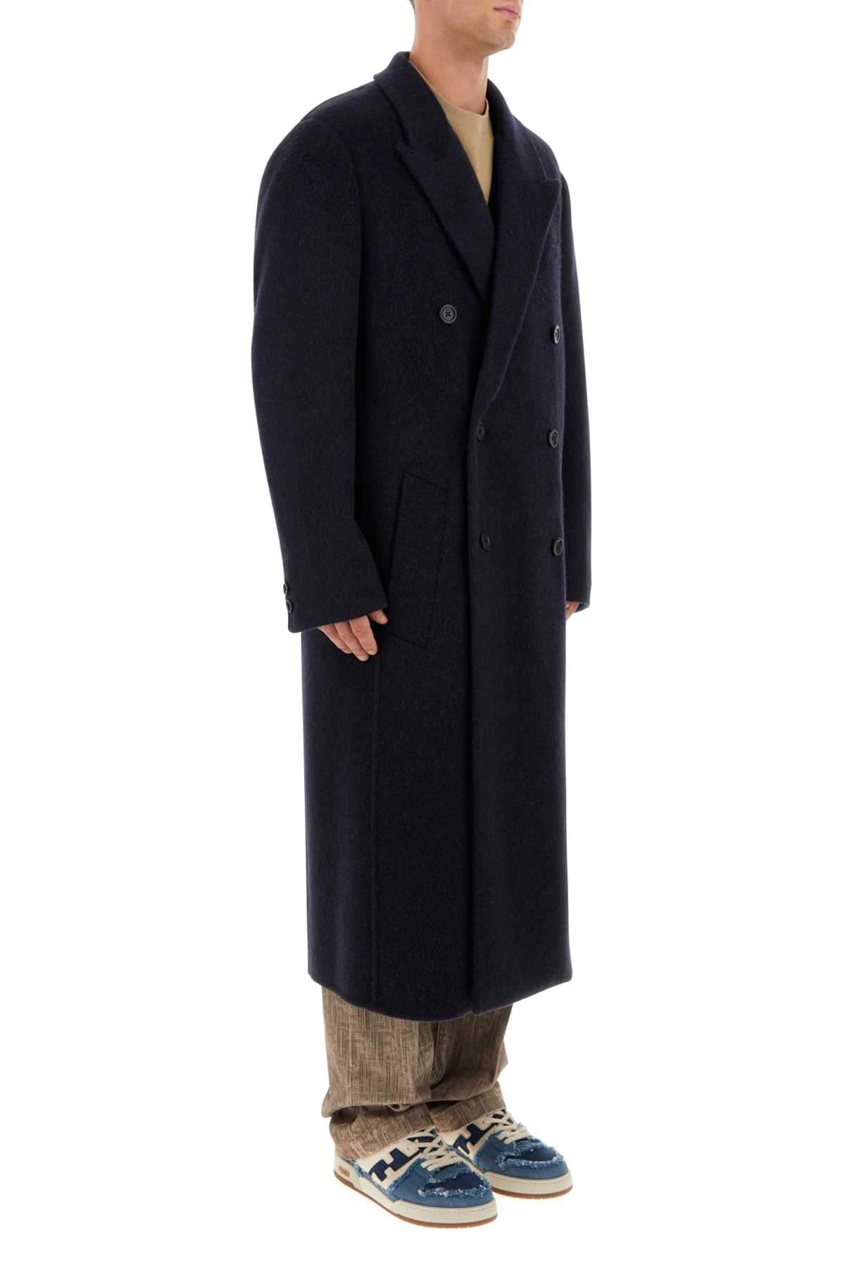Fendi Men Navy Blue Wool Blend Coat FENDI