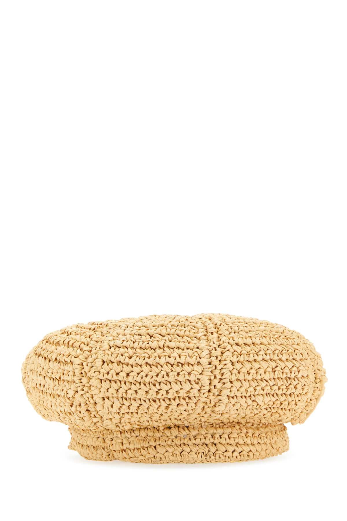 Prada Women Beige Rafia Baker Boy Hat PRADA