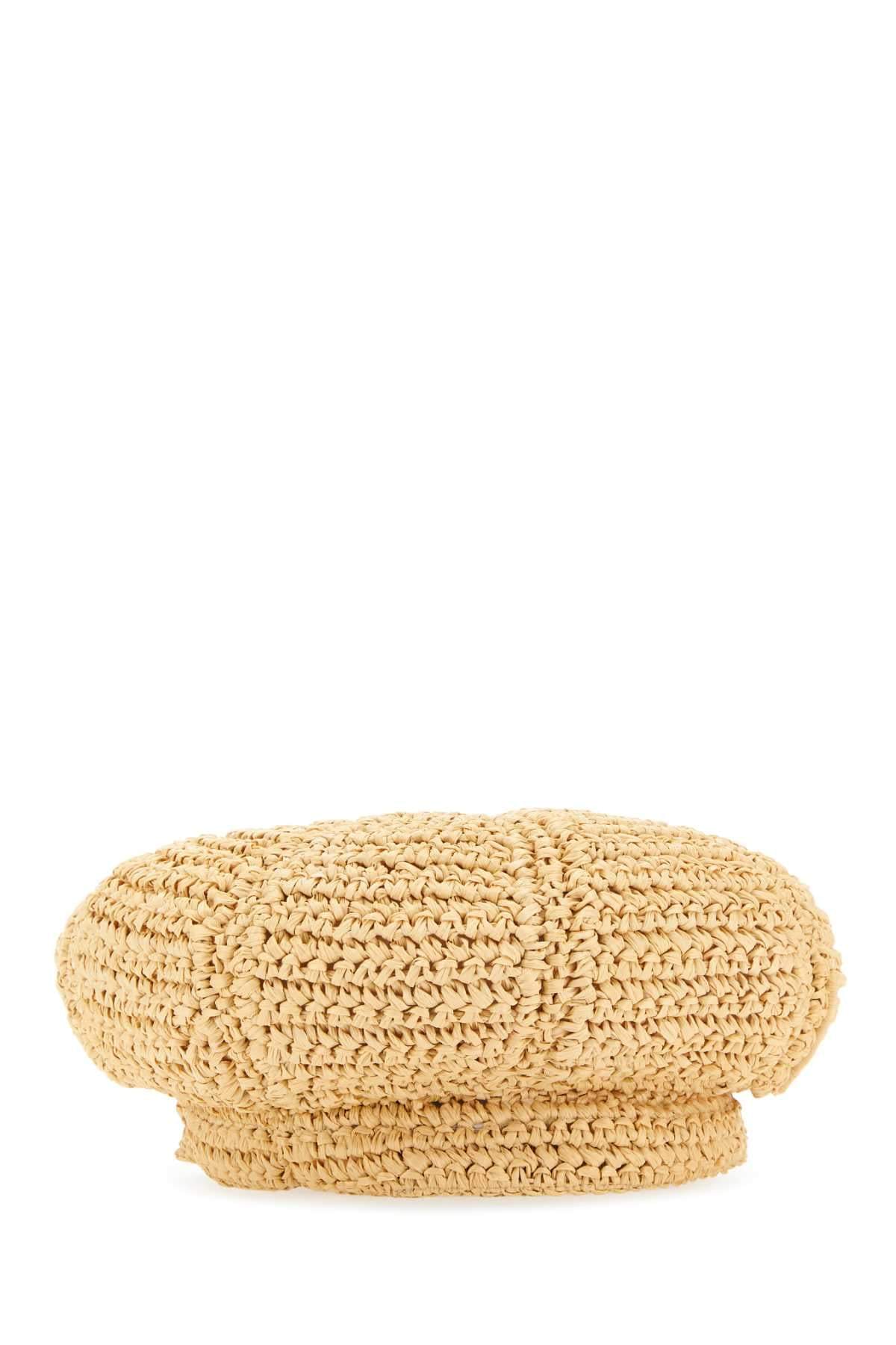Prada Women Beige Rafia Baker Boy Hat PRADA