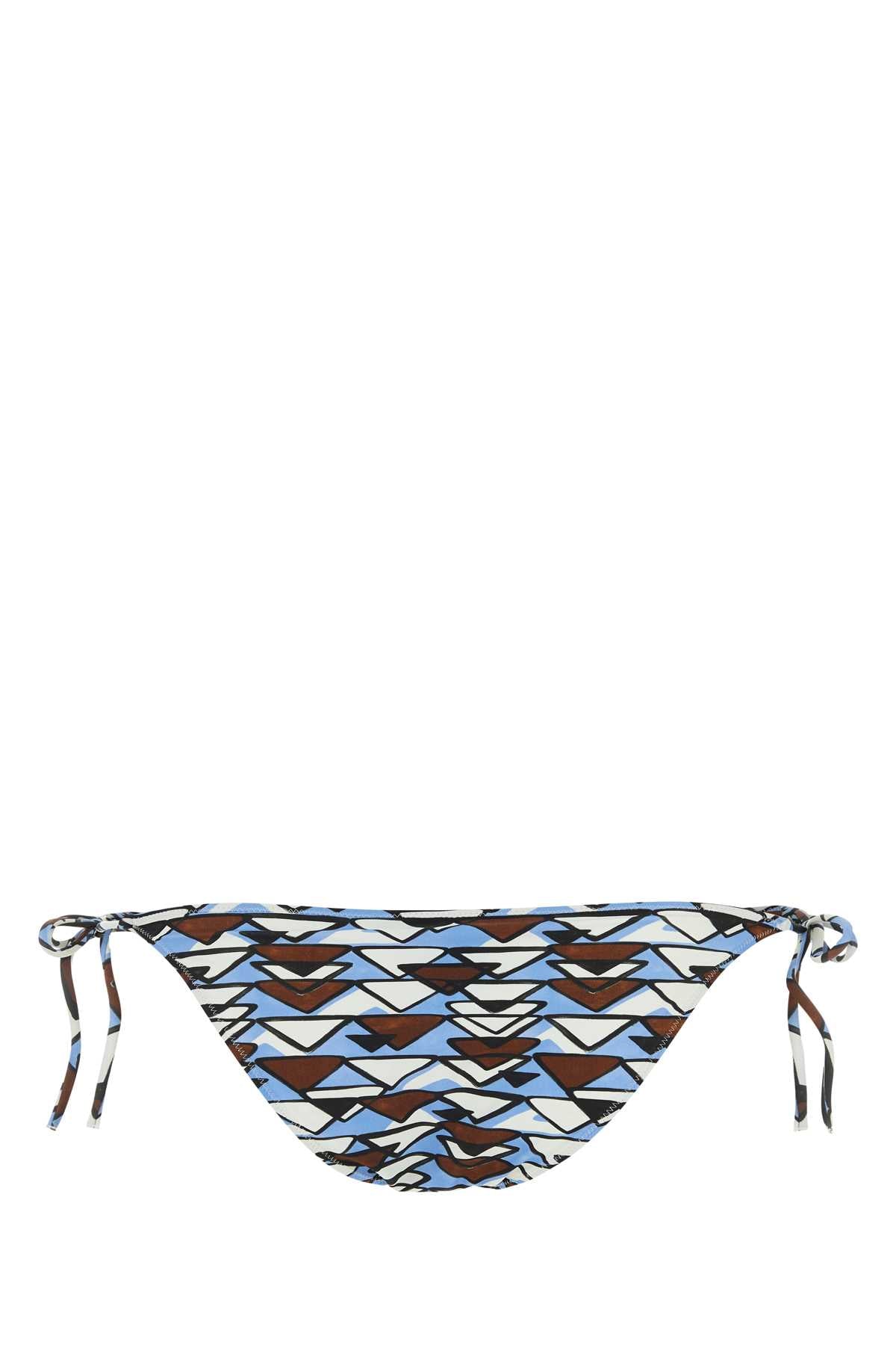Prada Women Printed Stretch Nylon Bikini Bottom PRADA